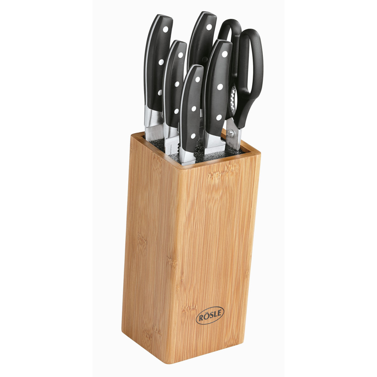 RÖSLE Bürsten-Messerblock 7-tlg. silber/braun/schwarz