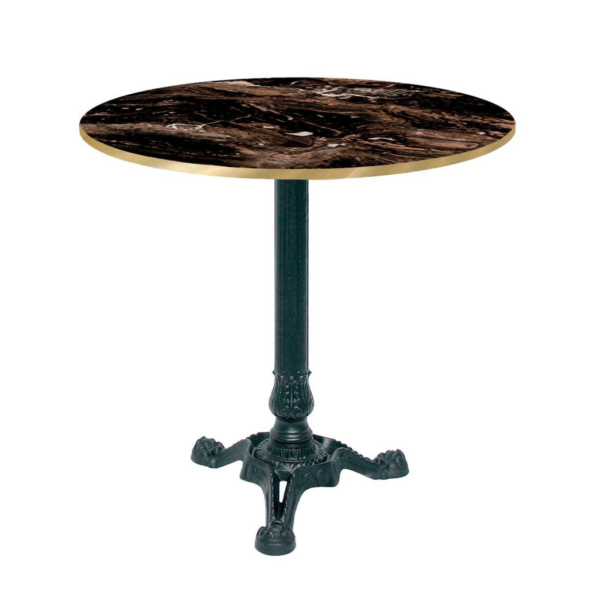 RestooTab Tisch Bistrot rund - Kanten messingfarben 70x70x75x70 cm (LxBxHxØ); schwarz/café/messing; Gestell schwarz; rund
