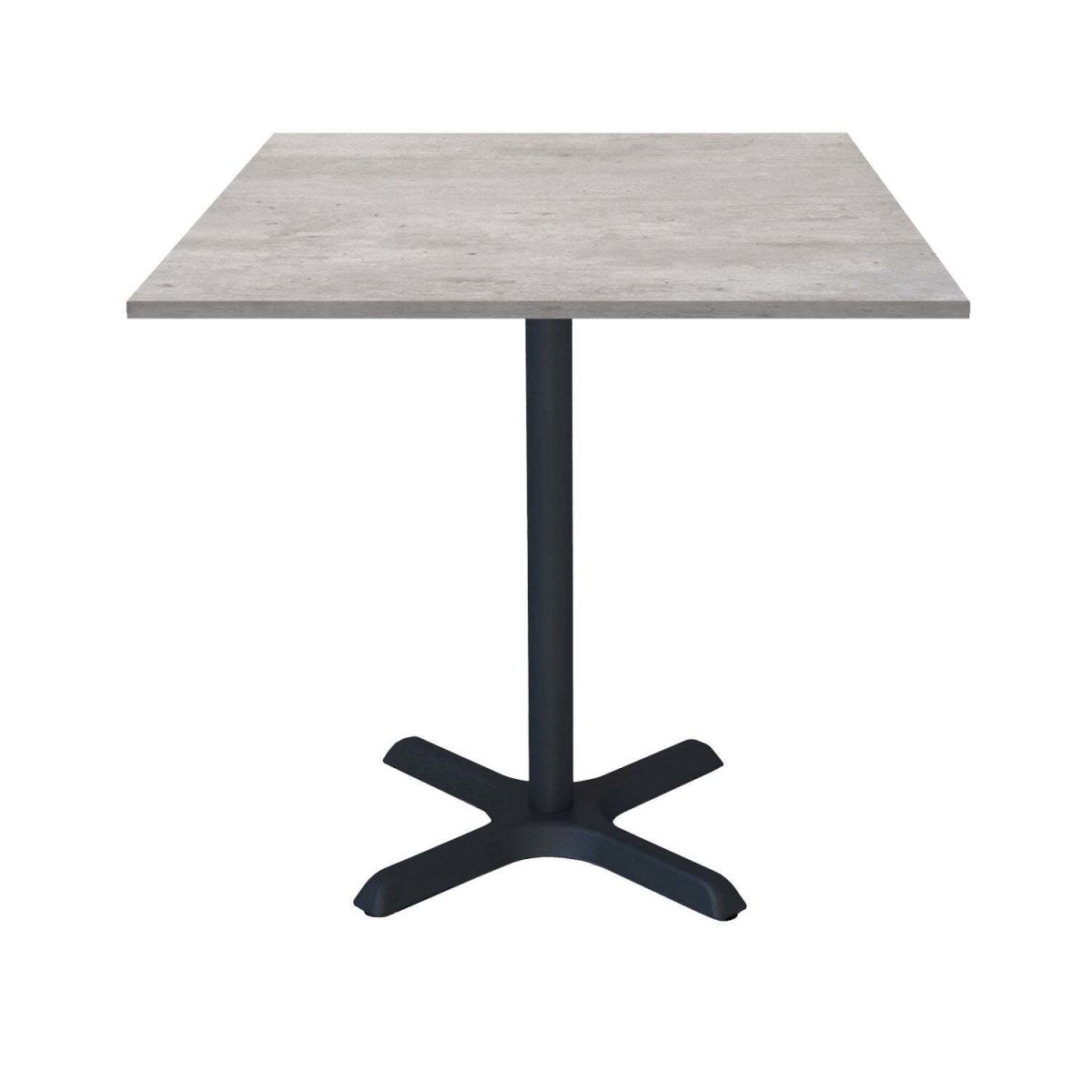 RestooTab Tisch Dina quadratisch - Dekor Stein 70x70x74 cm (LxBxH); Platte grau/beton, Gestell schwarz; quadratisch