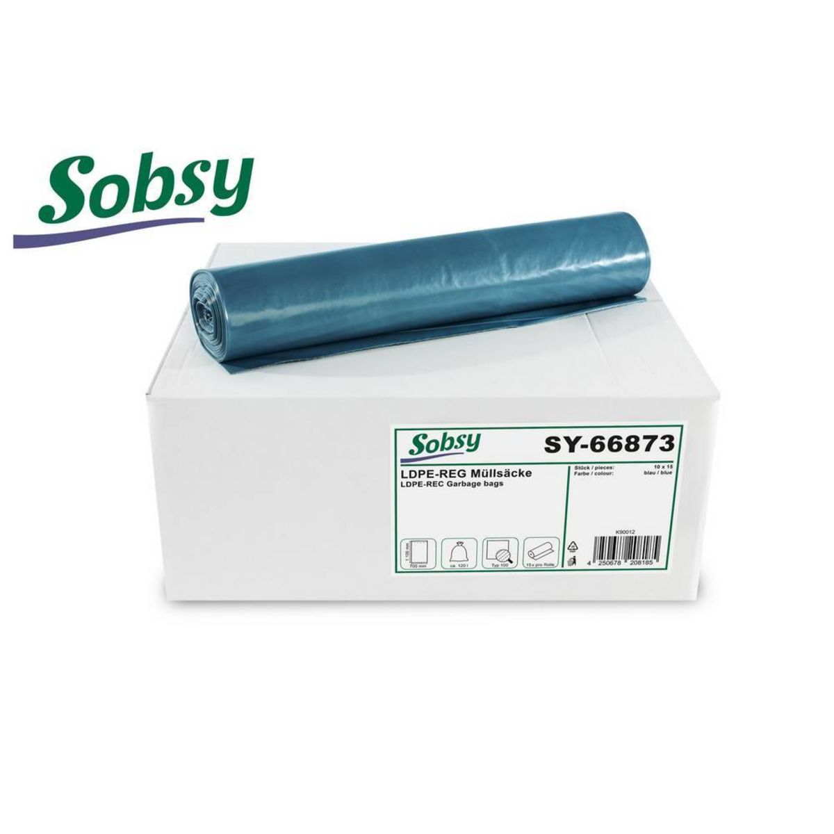 Plock LDPE-Regenerat Müllsäcke, 150 Stück; 120 l, 70x110 cm (BxH); blau; 150 Stück / Pack