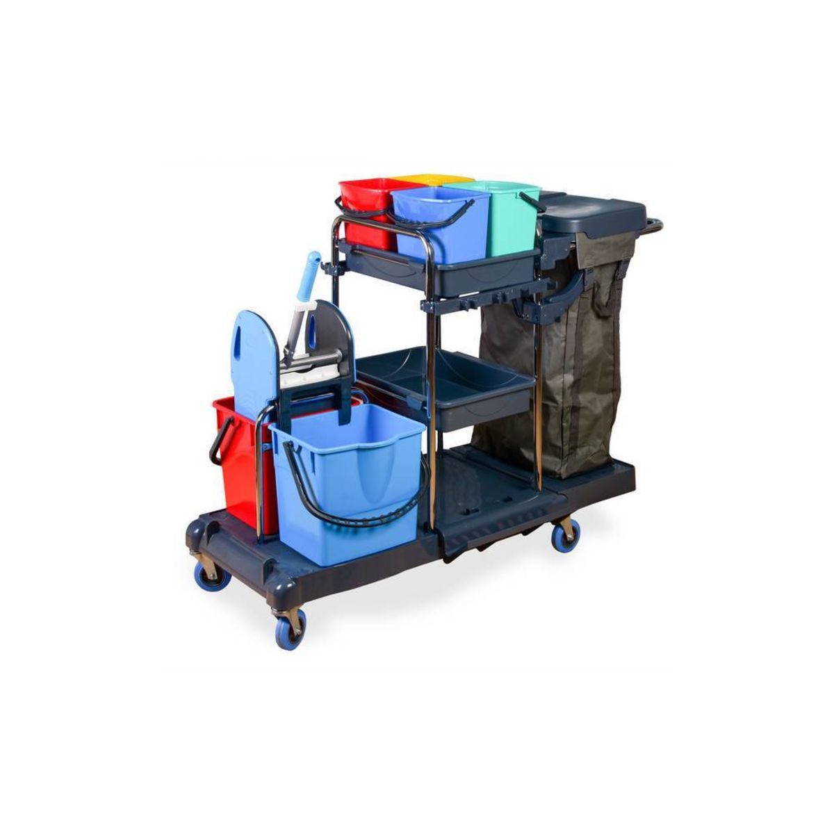 Plock Reinigungswagen mit 4 x 5 l und 2 x 18 l Eimer 133x52x102 cm (LxBxH); mehrfarbig