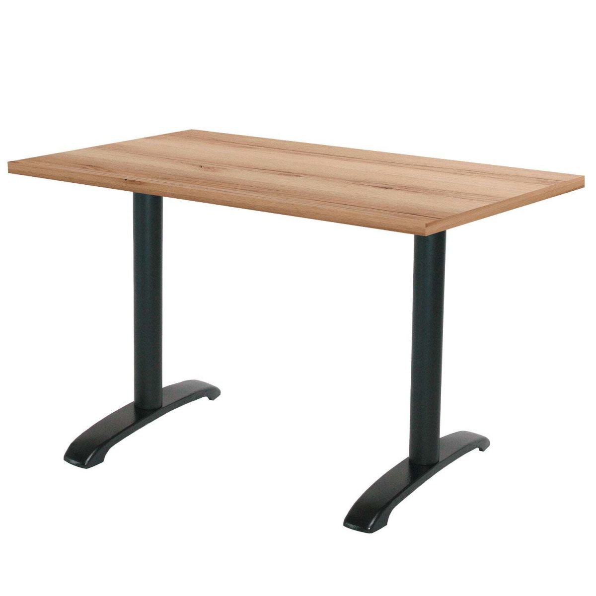 RestooTab Tisch Bazila rechteckig - Dekor Stein & Holz 160x80x74 cm (LxBxH); Platte eiche/natur, Gestell schwarz; rechteckig