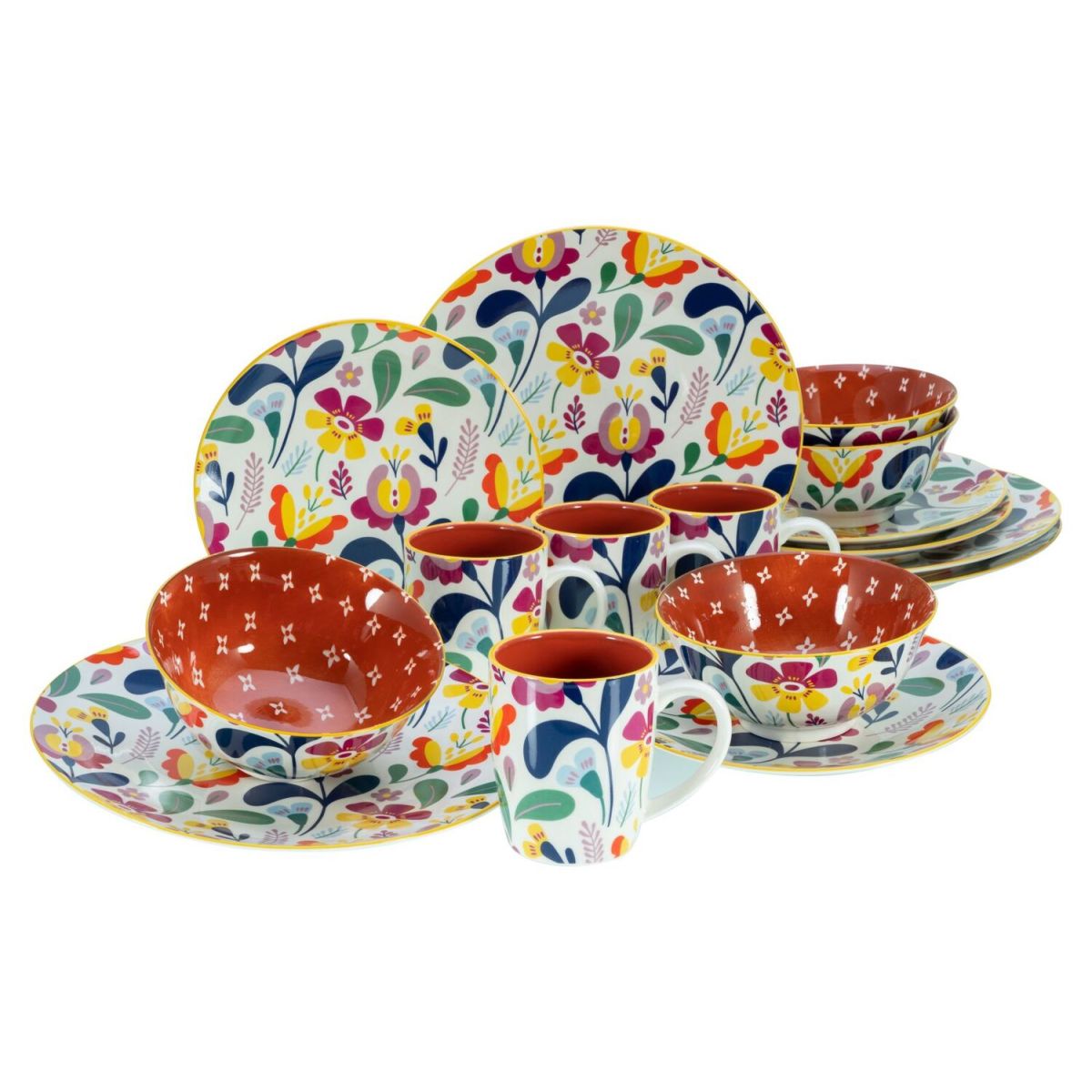 CreaTable Folklore Bunt - Kombiservice 16 tlg mehrfarbig
