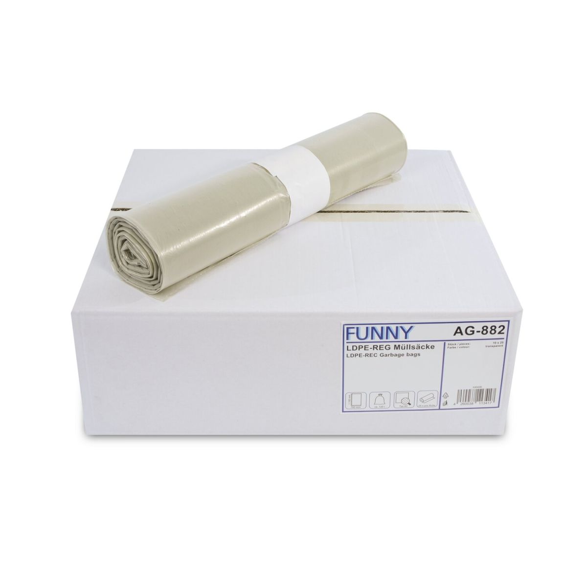 Plock LDPE-Regenerat Müllsacke transparent 250 Stück 120 l, 70x110 cm (BxH); transparent; 250 Stück / Pack