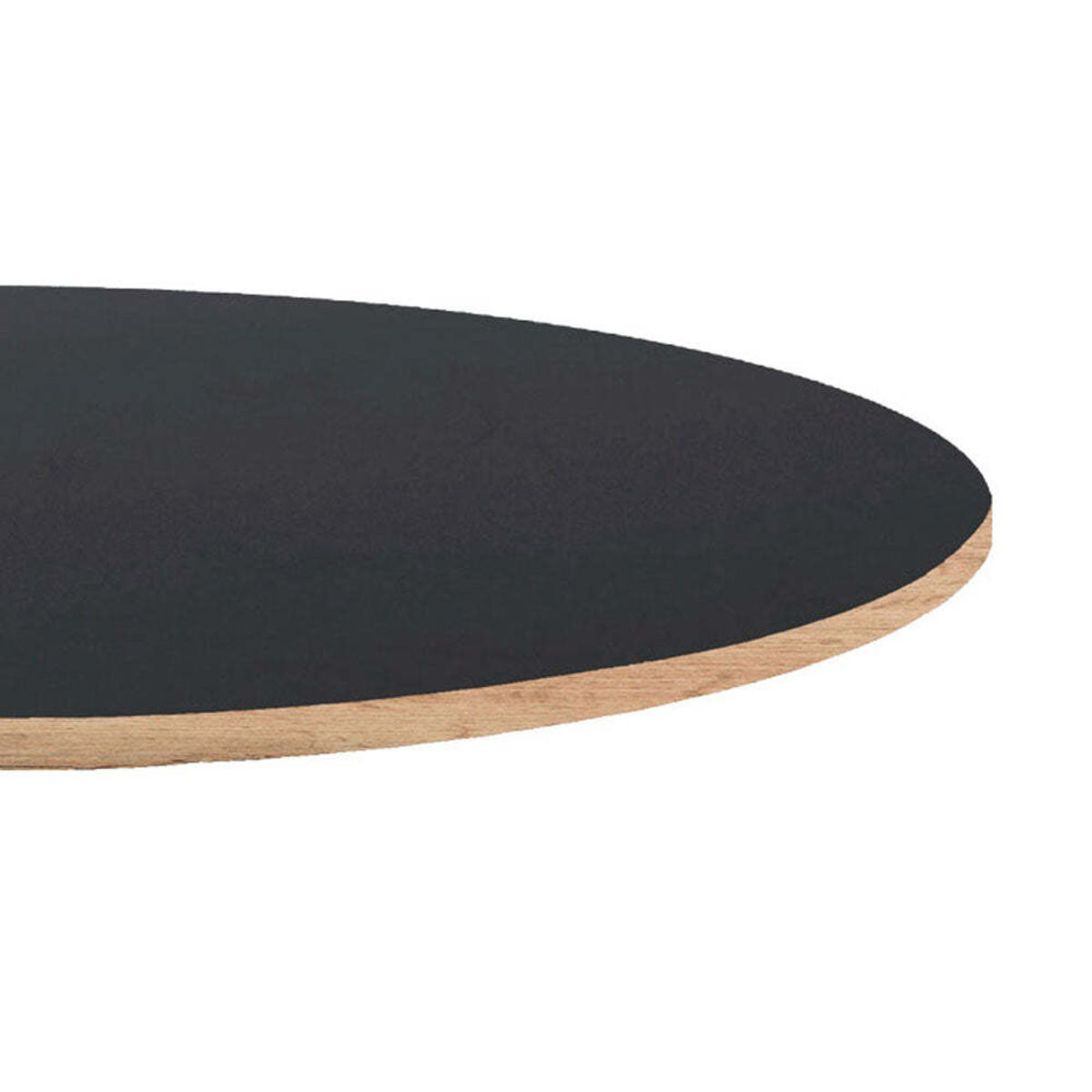 Piano tavolo rotondo, bordi effetto legno RestooTab; 70x70 cm (LxL); nero; rotonda