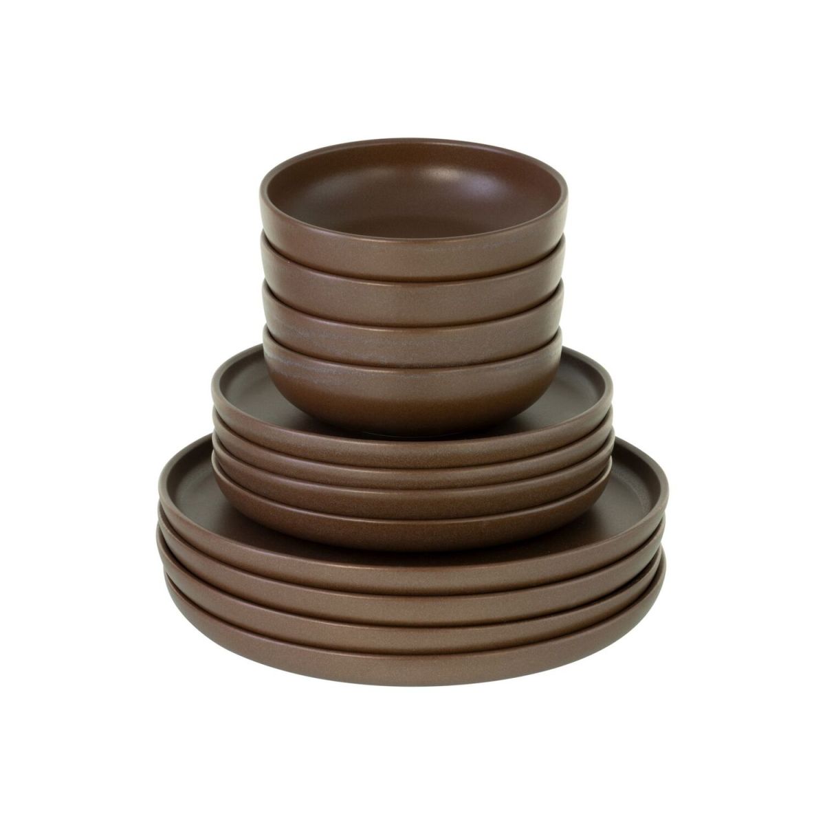 Uno grey - set di piatti 12 pezzi CreaTable; marrone