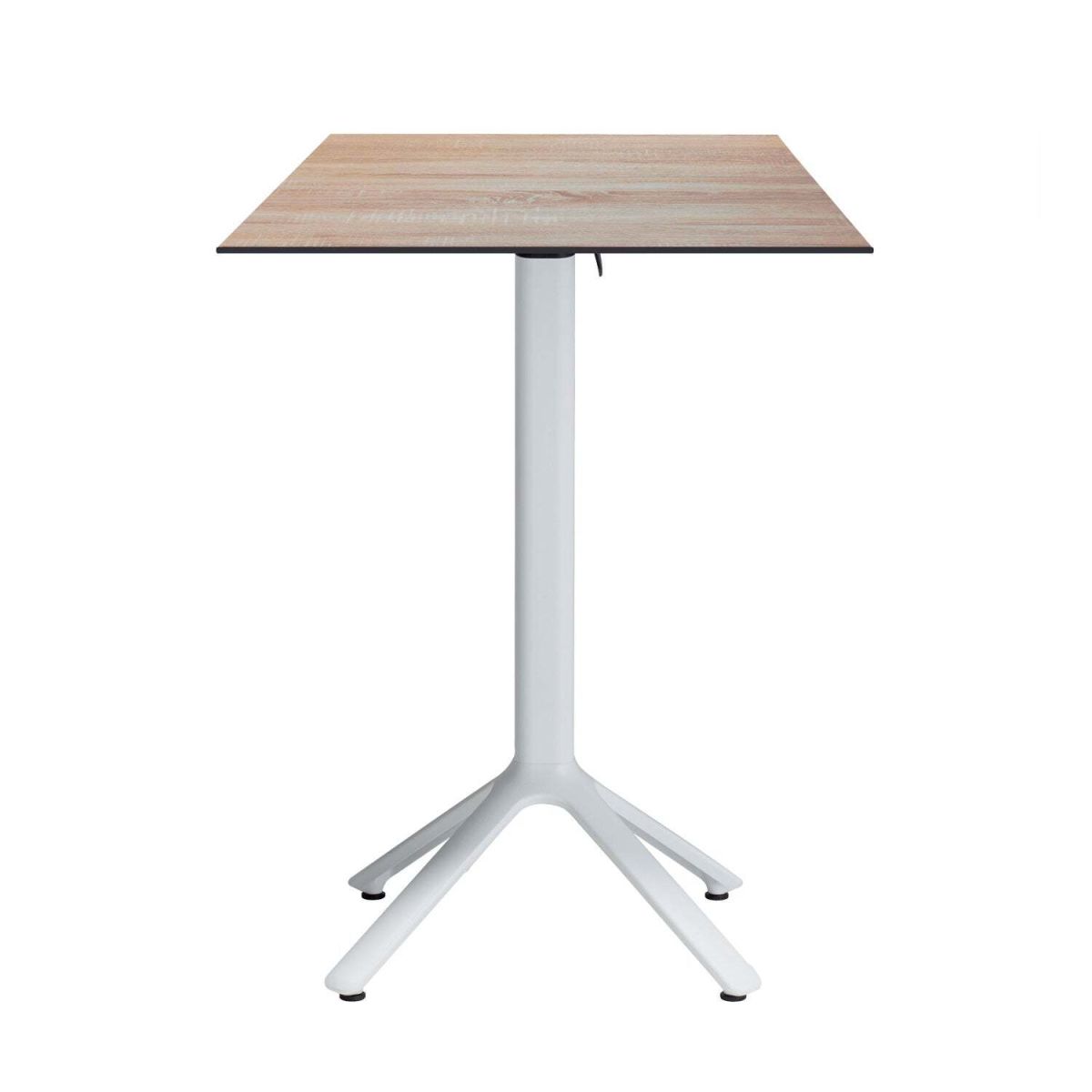 Tavolo alto pieghevole Nemo bianco da esterno 60x60 RestooTab; 60x60x110 cm (LxLxH); Piano tavolo betulla, struttura bianco; quadrata