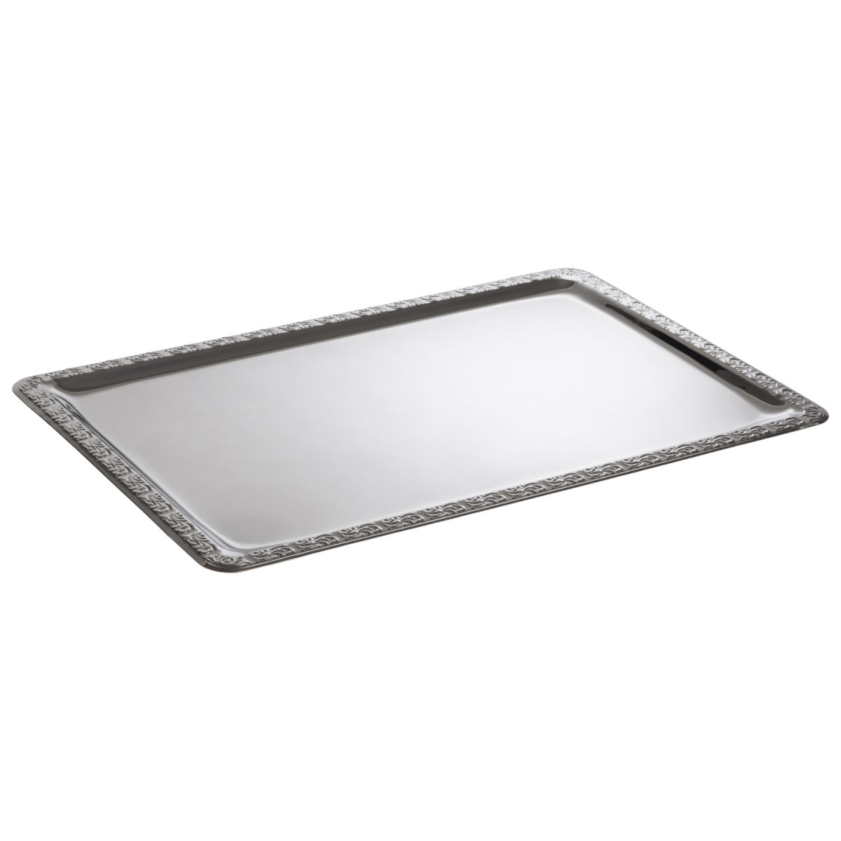 APS Tablett SCHÖNER ESSEN, Edelstahl; 60x40x1 cm (LxBxH); silber; rechteckig