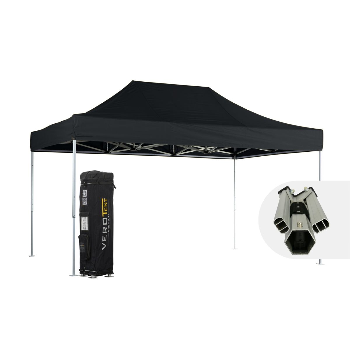 VeroTENT VeroTENT Faltpavillon 3x4,5m Luxea mit Dach 300x450x330 cm (LxBxH); schwarz