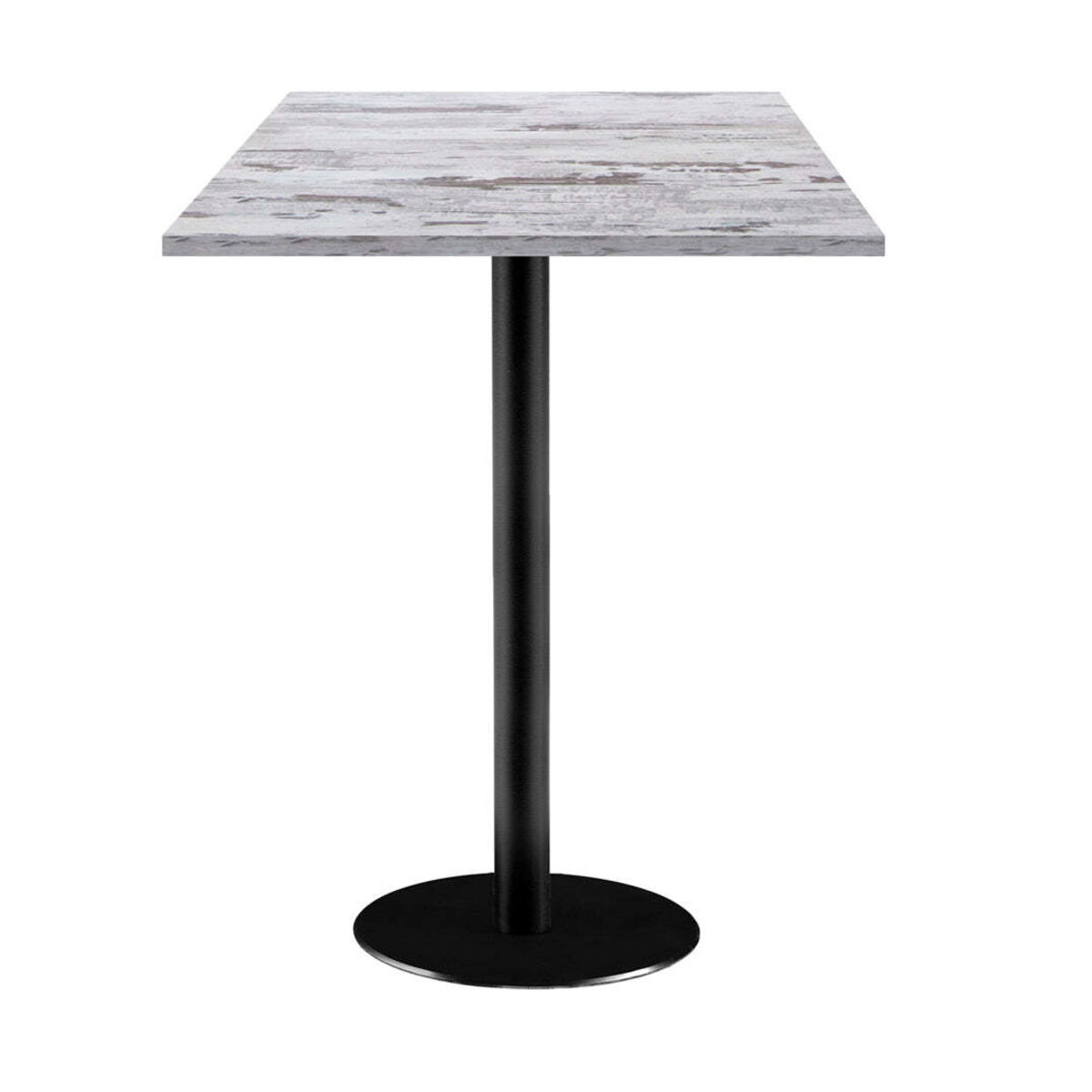 RestooTab Stehtisch Rome quadratisch - Dekor Holz 60x60x113 cm (LxBxH); Platte eiche/weiß, Gestell schwarz; quadratisch