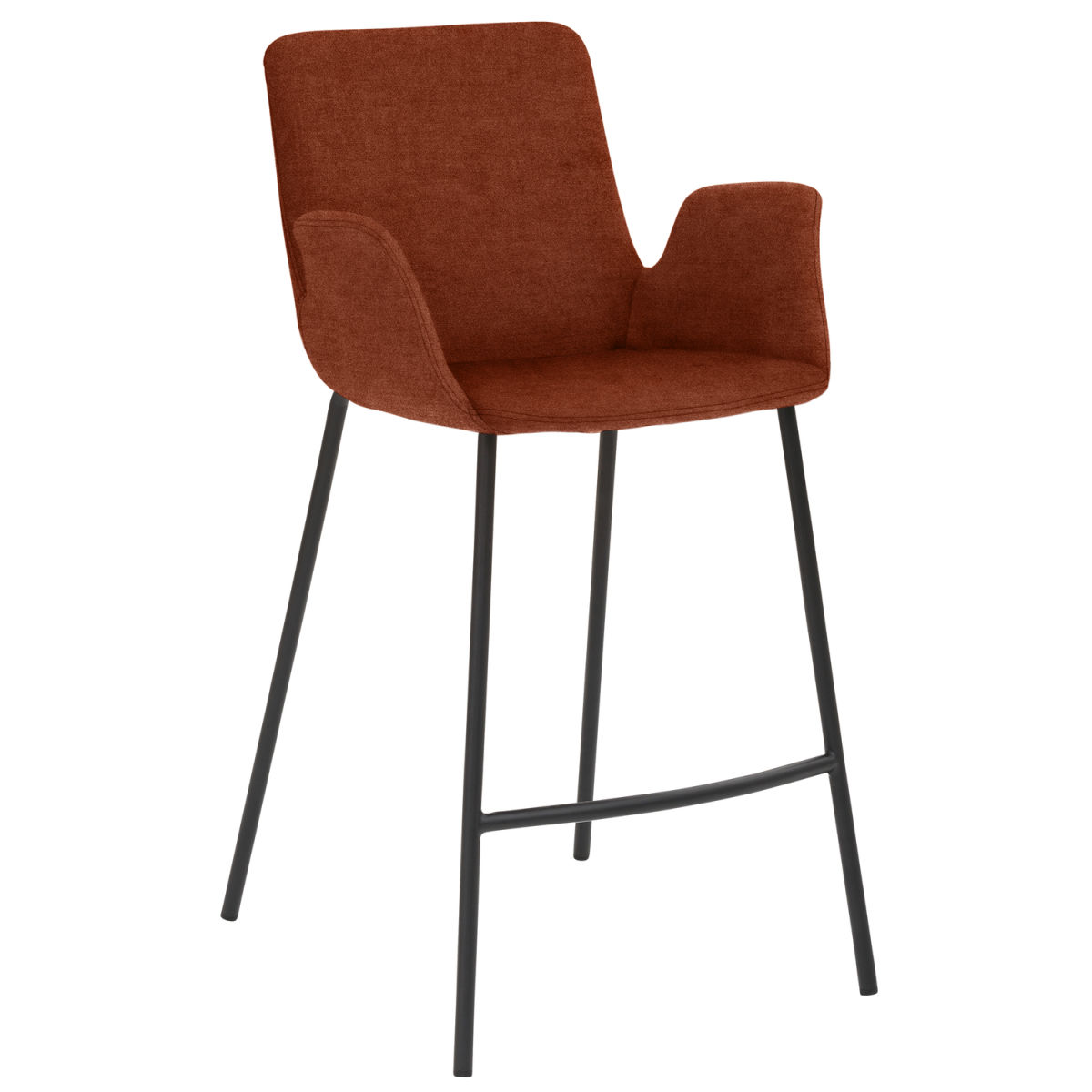 Mayer Sitzmöbel Tresenhocker mit Armlehnen, Vierfuß-Gestell, Samtbezug Gestell schwarz 53x49x95 cm (BxTxH); Sitz rostbraun, Gestell schwarz