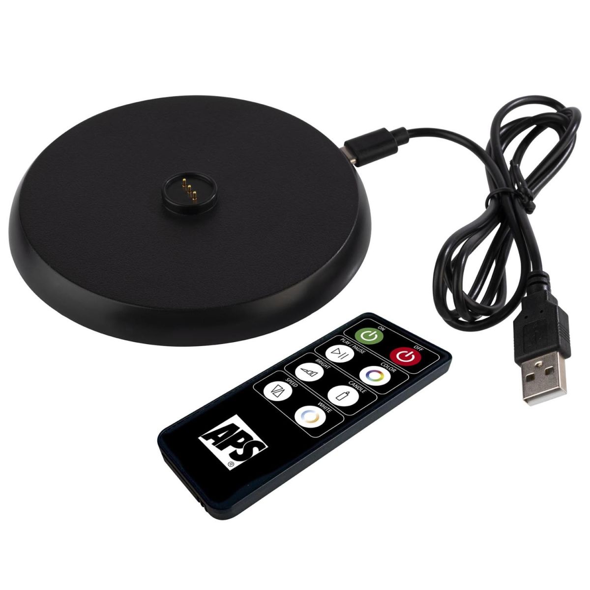 APS Ersatzteilset für Tischleuchte Ø 11 cm, H: 1 cm ABS, schwarz Set bestehend aus: =- Ladeplatte - Kabel (USB A auf USB C); 11x11x1 cm (LxBxH); schwarz