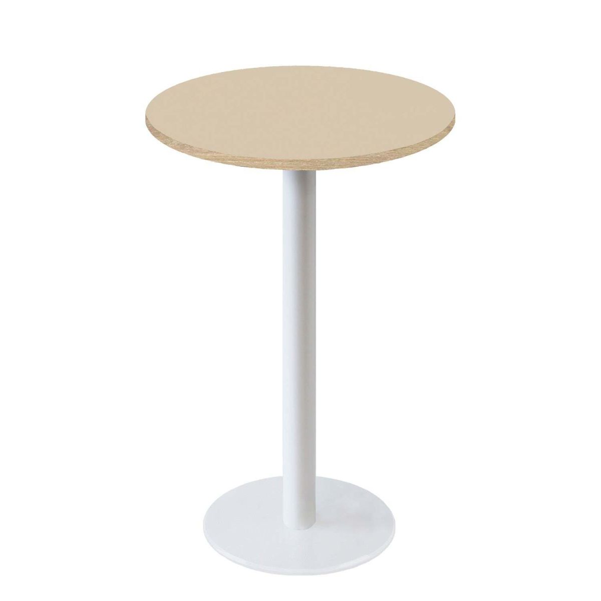Tavolo alto Roma rotondo base bianco - laminato tinta unita RestooTab; 113x60 cm (HxØ); beige/marrone; rotonda