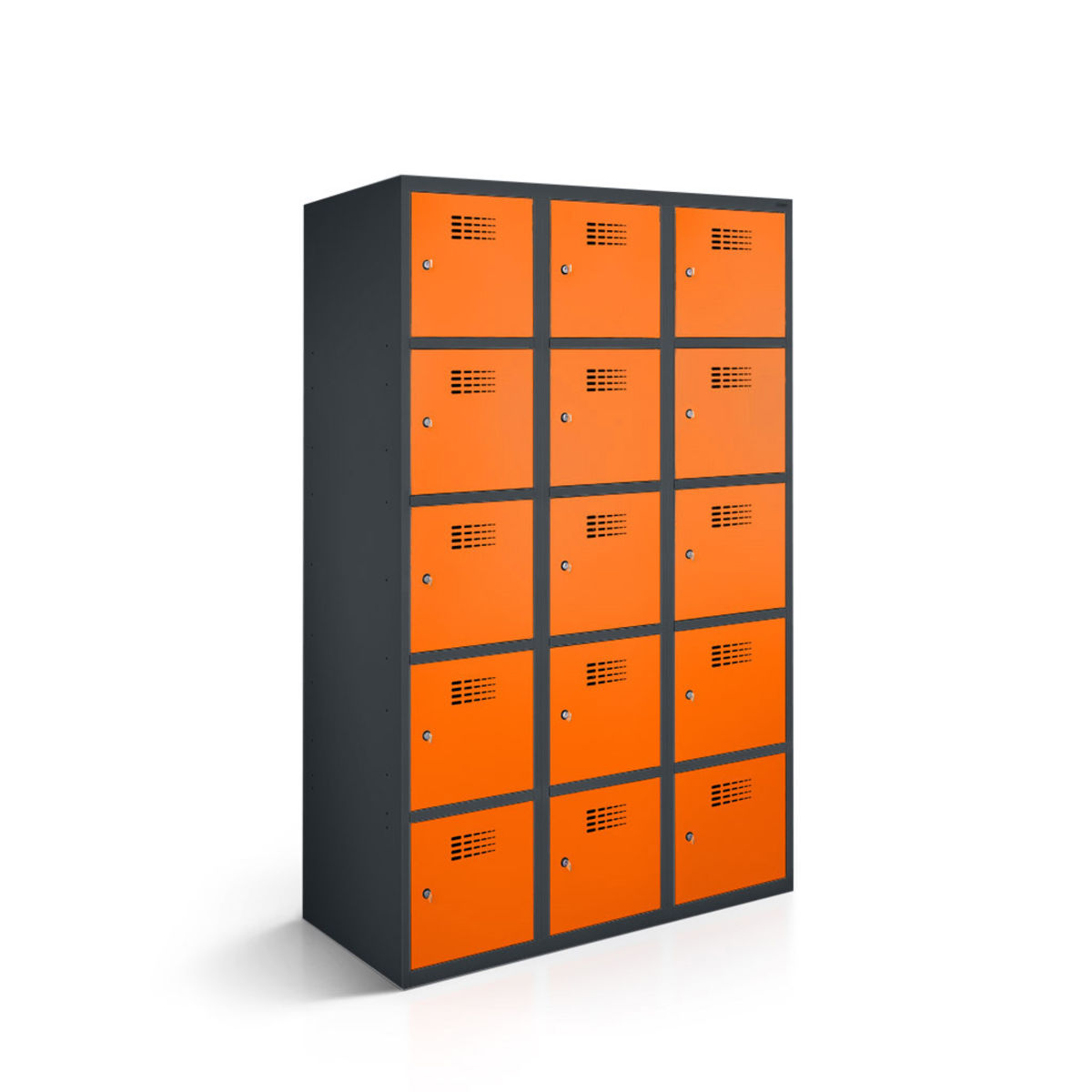 rotstahl Fächerschrank 15 Fächer mit anthrazitgrauem Korpus 120x50x180 cm (BxTxH); orange