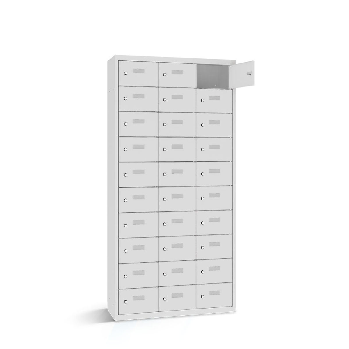 rotstahl Wertfachschrank 30 Fächer mit lichtgrauem Korpus 87.5x30x180 cm (BxTxH); hellgrau