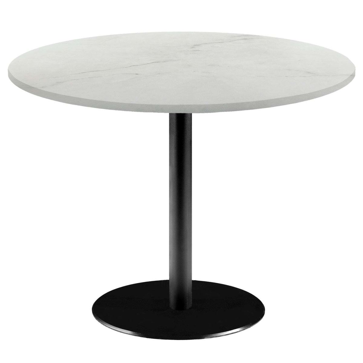 RestooTab Tisch Rome XL rund - Dekor Stein & Marmor 75x120 cm (HxØ); Platte weiß/beige/marmoriert, Gestell schwarz; rund