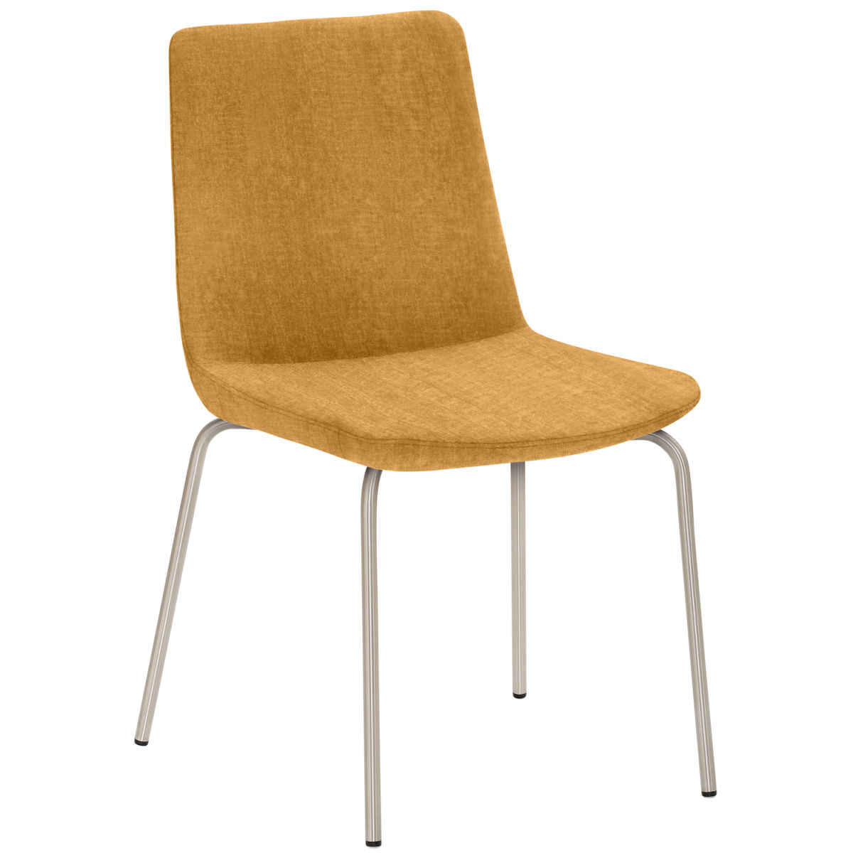 Mayer Sitzmöbel Freischwinger Stuhl Samt Stoff 48x54x87 cm (BxTxH); Sitz senf, Gestell edelstahl