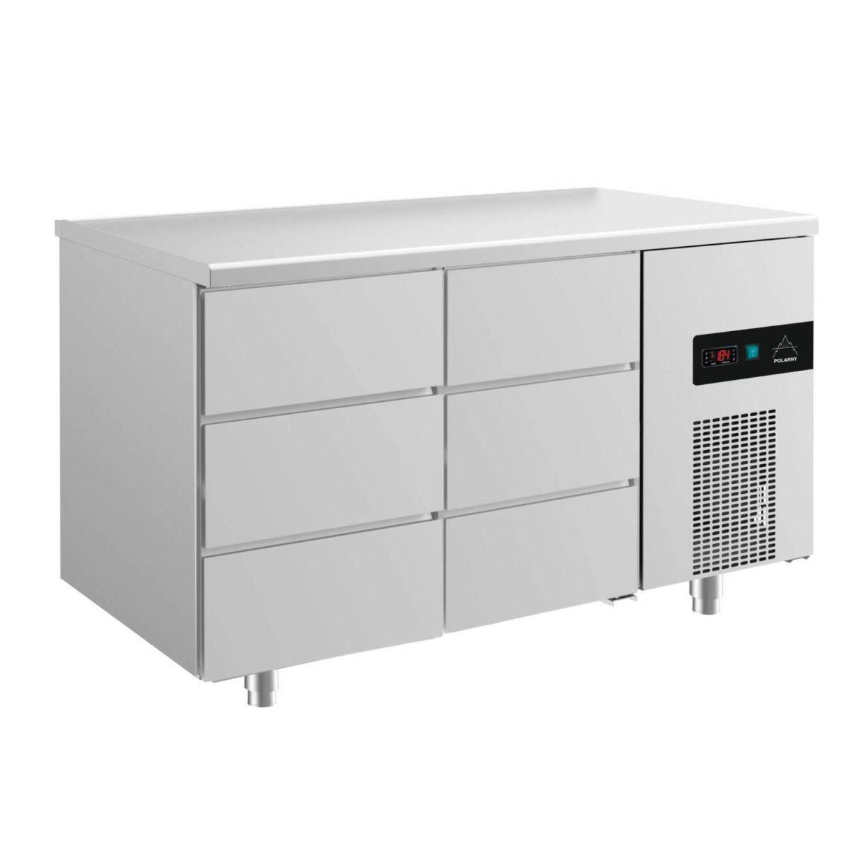 A&S Polarny Kühltisch -2 bis +8°C 1400x700x850mm mit 2x drei Schubladen 140x85x70 cm (BxHxT); silber