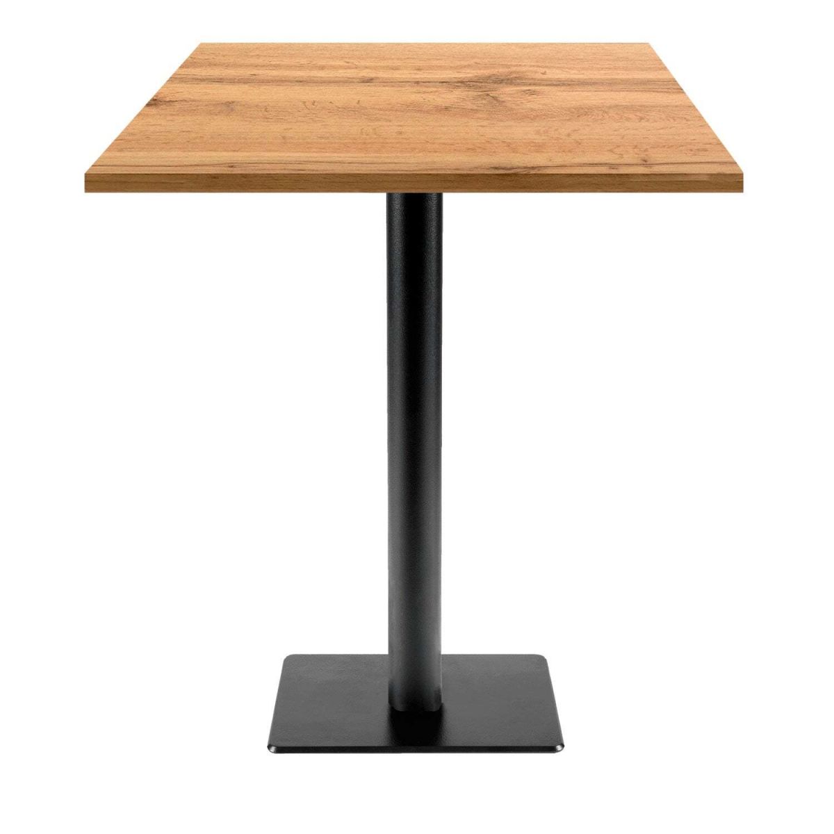 RestooTab Stehtisch Milan T quadratisch - Dekor Holz 70x70x113 cm (LxBxH); Platte eiche, Gestell schwarz; quadratisch
