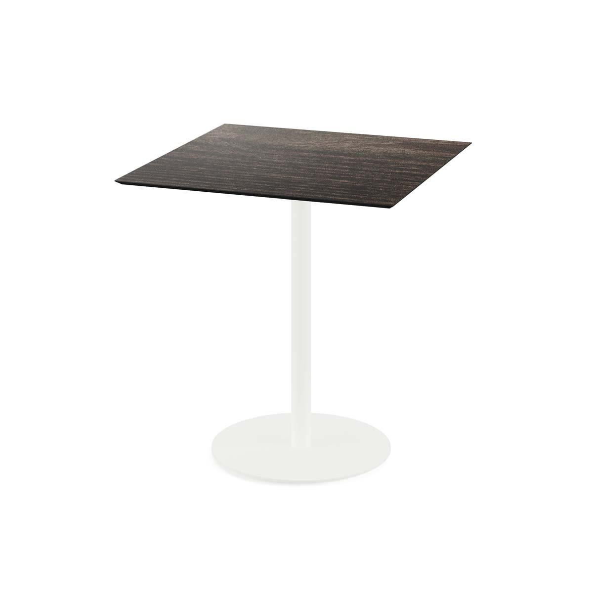 Feros Terrassentisch Urban Weiß Gestell + HPL quadratisch 70x70x73.2 cm (LxBxH); dunkelbraun; quadratisch