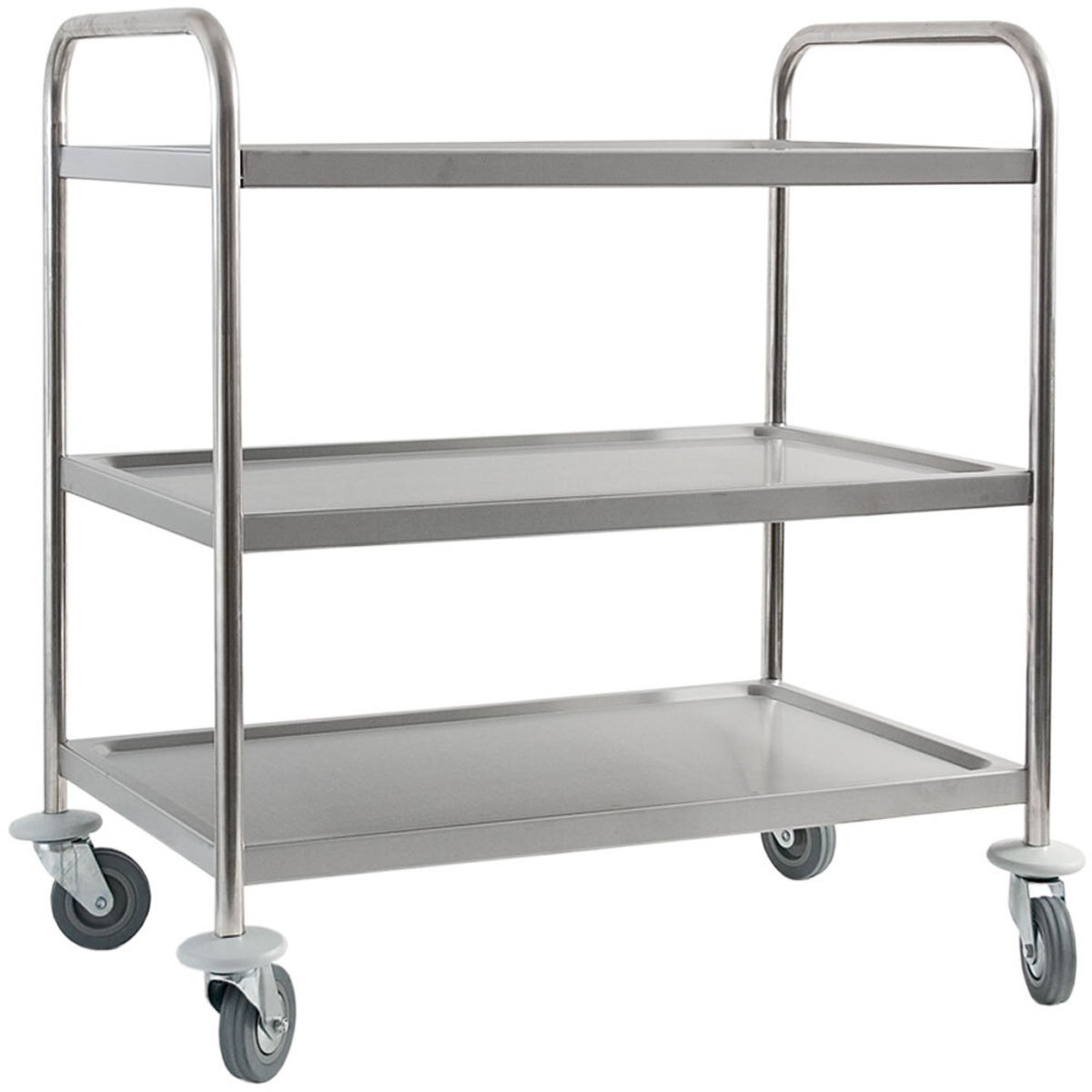 Stalgast Edelstahl Servierwagen, mit drei Borden 84.5x52.5x94 cm (BxTxH); silber