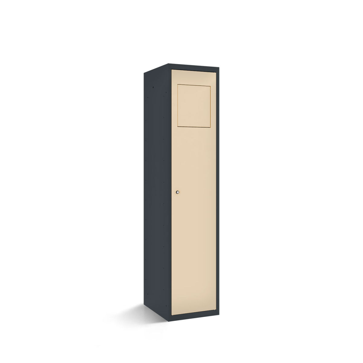 rotstahl Wäschesammelschrank mit Einwurfklappe mit anthrazitgrauem Korpus 40x50x180 cm (BxTxH); elfenbein