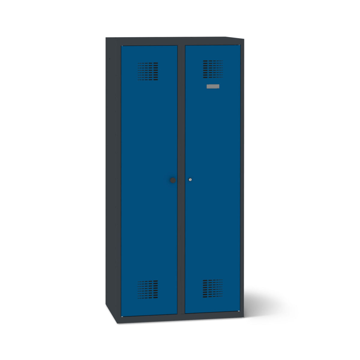 rotstahl Doppelspind mit anthrazitgrauem Korpus 80x50x180 cm (BxTxH); dunkelblau