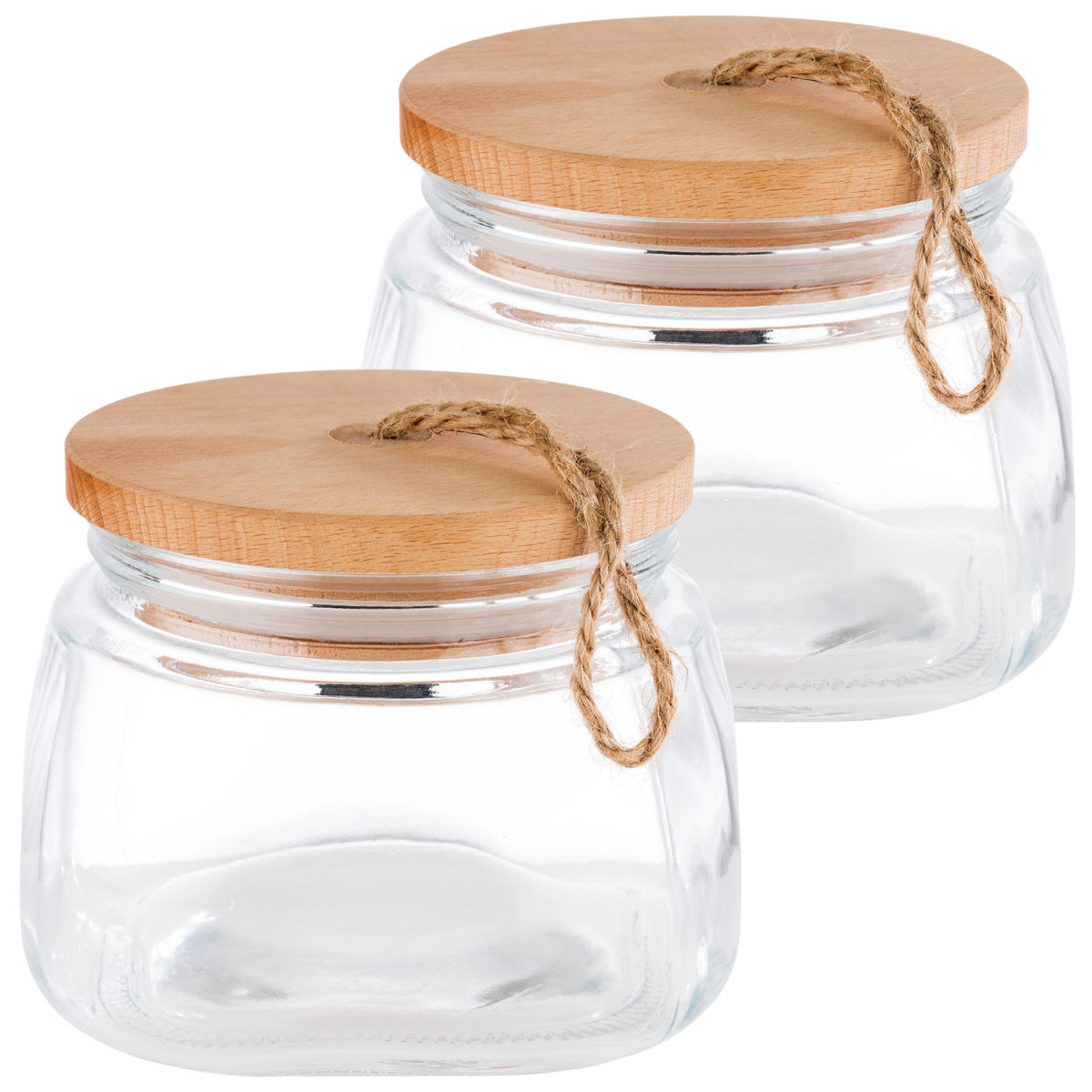 APS Vorratsglas WOODY, mit Holzdeckel; 1000 ml, 14x14x11 cm (LxBxH); transparent; 2 Stück / Pack