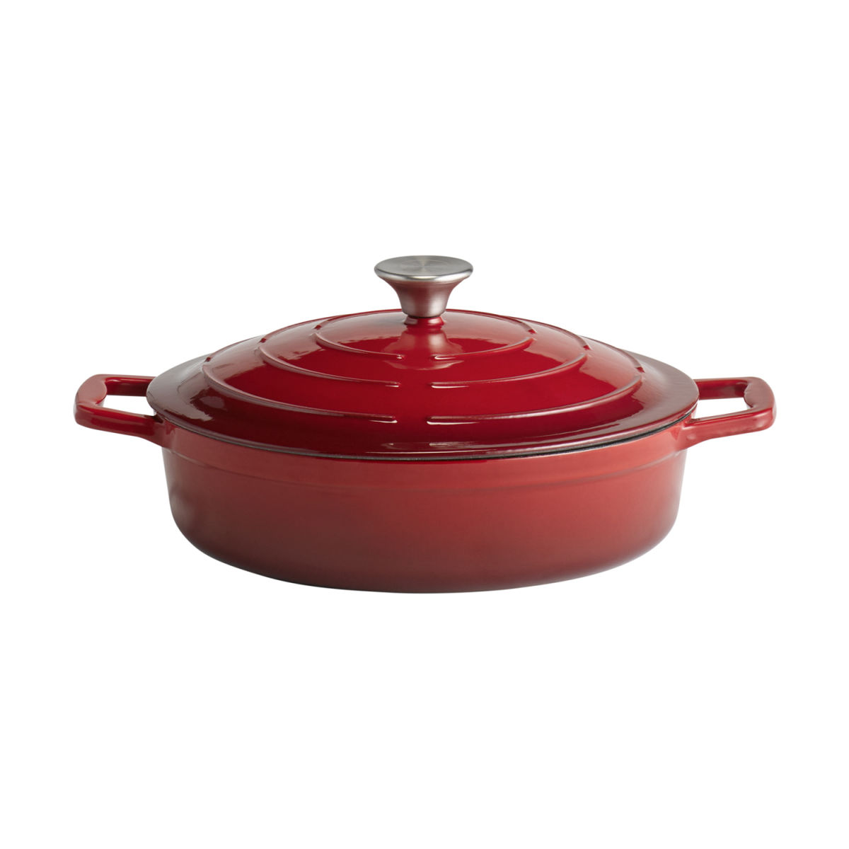 APS Bräter mit Deckel 5 STARS, Gusseisen; 3000 ml, 28x28x7 cm (LxBxH); rot