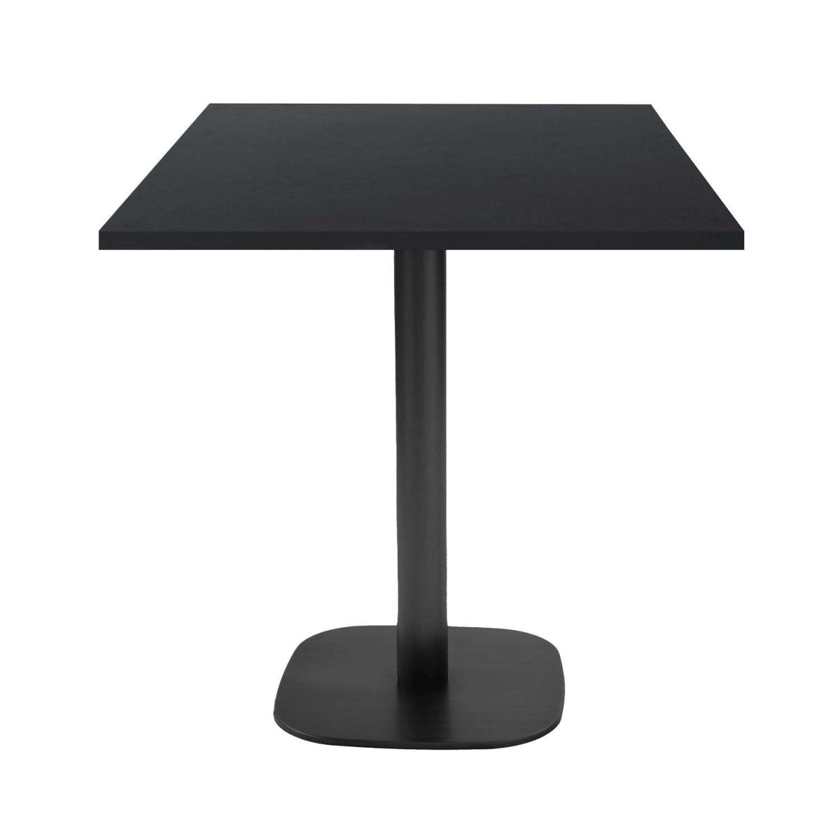 RestooTab Tisch Round quadratisch - Dekor Stein & Holz 70x70x75 cm (LxBxH); Platte schwarz, Gestell schwarz; quadratisch