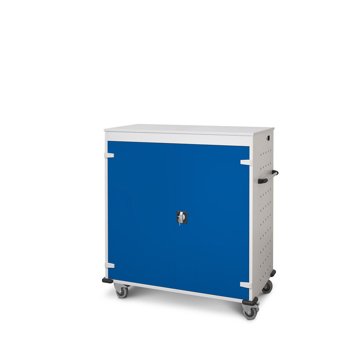rotstahl Laptopwagen 30 Fächer mit lichtgrauem Korpus 92x131 cm (BxH); dunkelblau