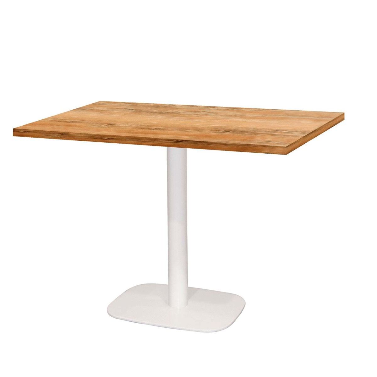 RestooTab Tisch Round rechteckig Gestell weiß - Dekor Holz & Uni 120x70x75 cm (LxBxH); Platte eiche antik, Gestell weiß; rechteckig