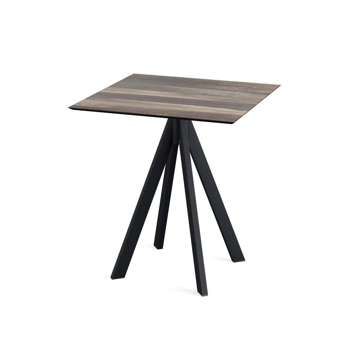 Feros Terrassentisch Infinity Schwarz Gestell + HPL quadratisch 70x70x73.2 cm (LxBxH); hellbraun; quadratisch