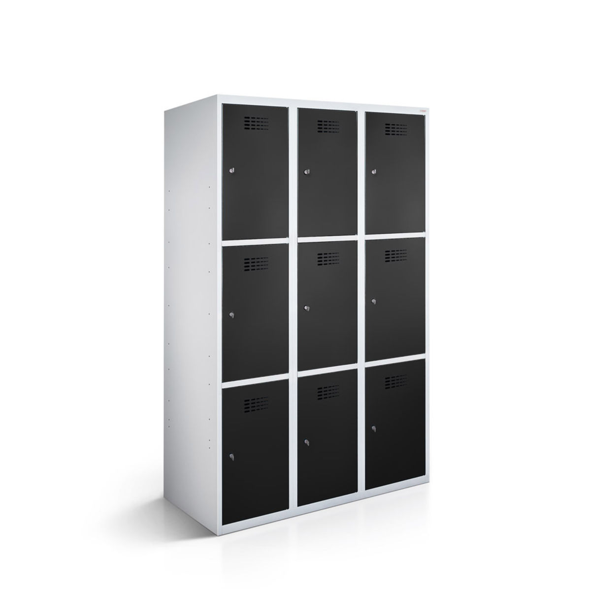 rotstahl Fächerschrank 9 Fächer mit lichtgrauem Korpus 90x50x180 cm (BxTxH); schwarz
