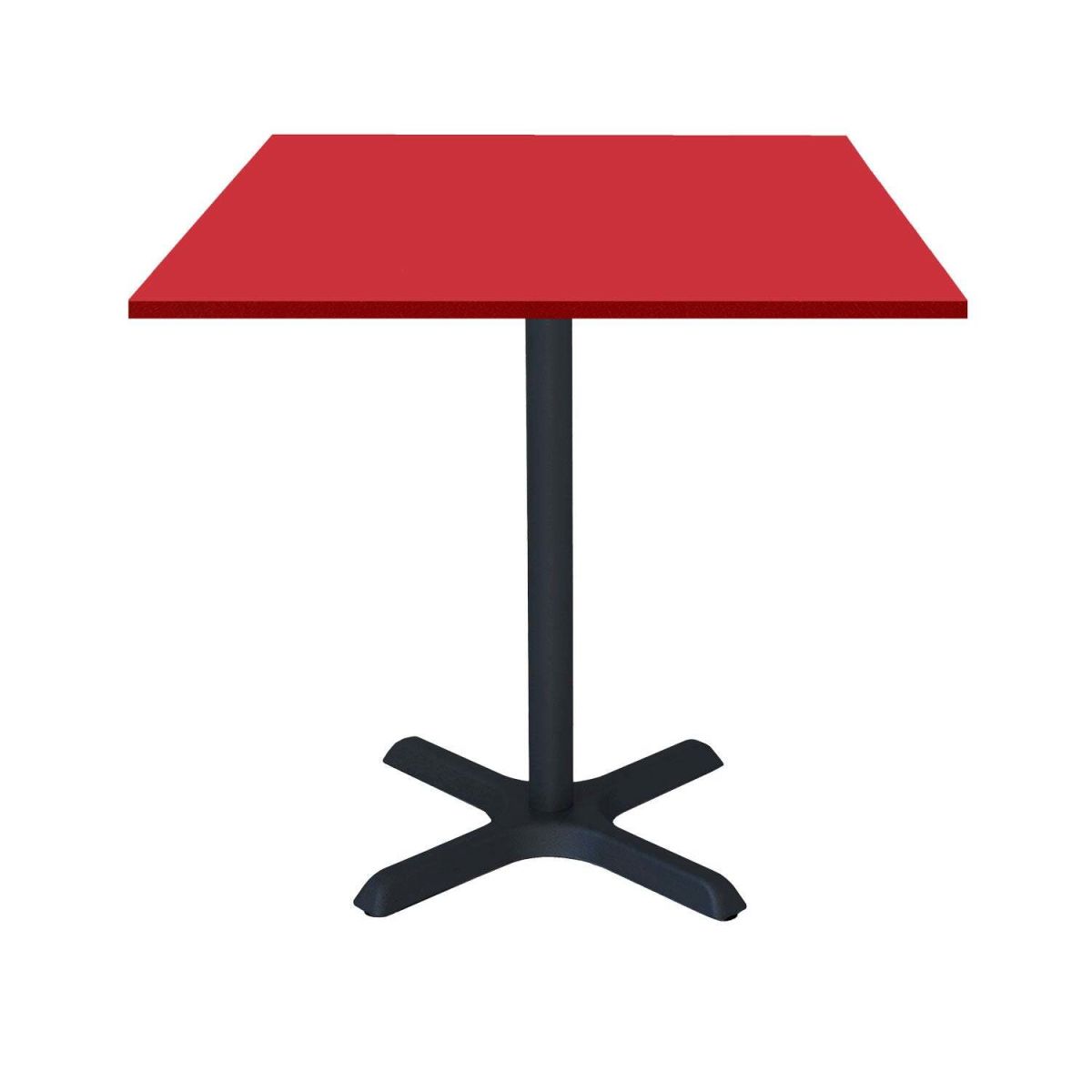 RestooTab Tisch Dina quadratisch - Dekor Holz & Uni 70x70x74 cm (LxBxH); Platte rot, Gestell schwarz; quadratisch