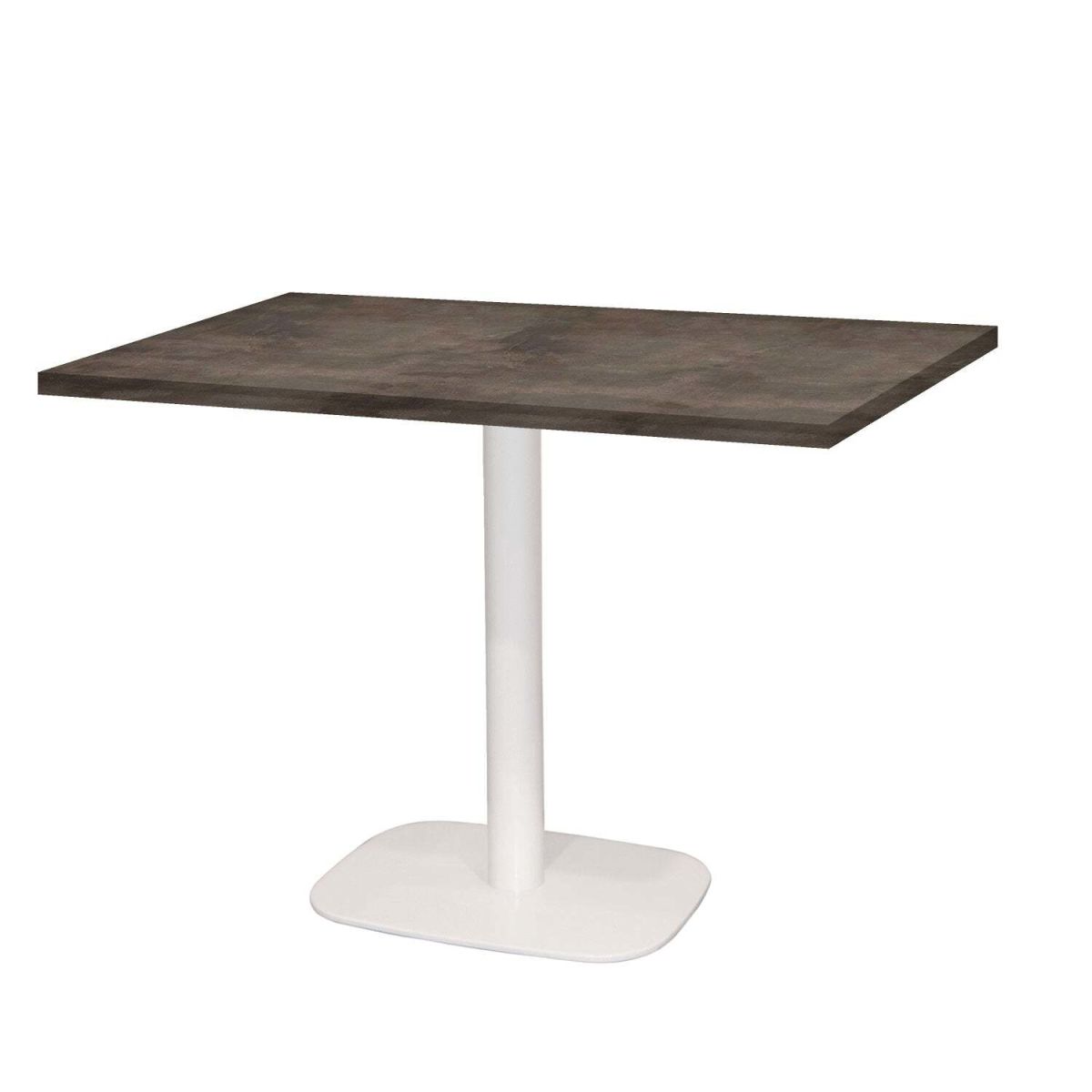 RestooTab Tisch Round rechteckig Gestell weiß - Dekor Stein 120x70x75 cm (LxBxH); Platte steingrau, Gestell weiß; rechteckig