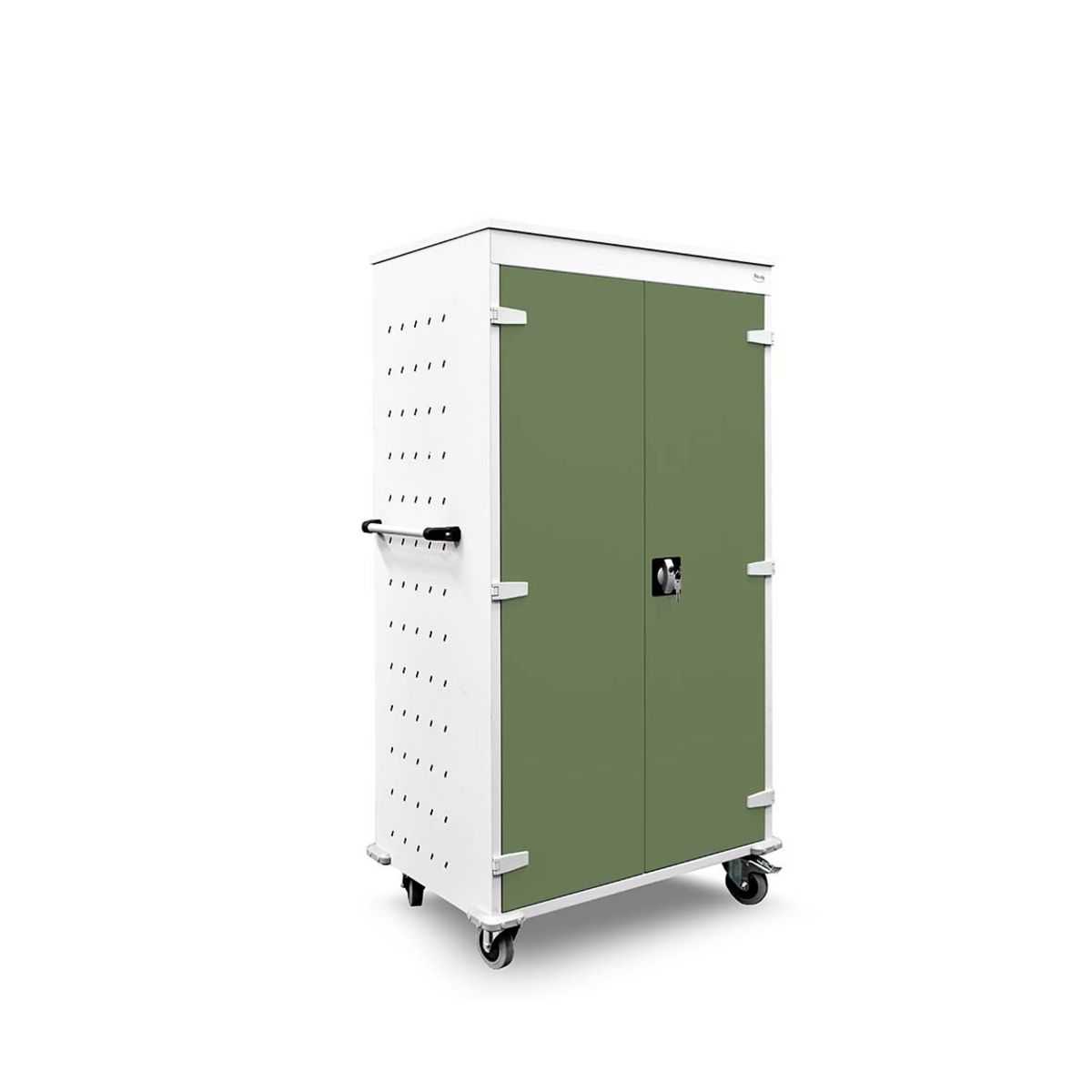 rotstahl Laptopwagen 26 Fächer mit lichtgrauem Korpus 92x154 cm (BxH); hellgrün