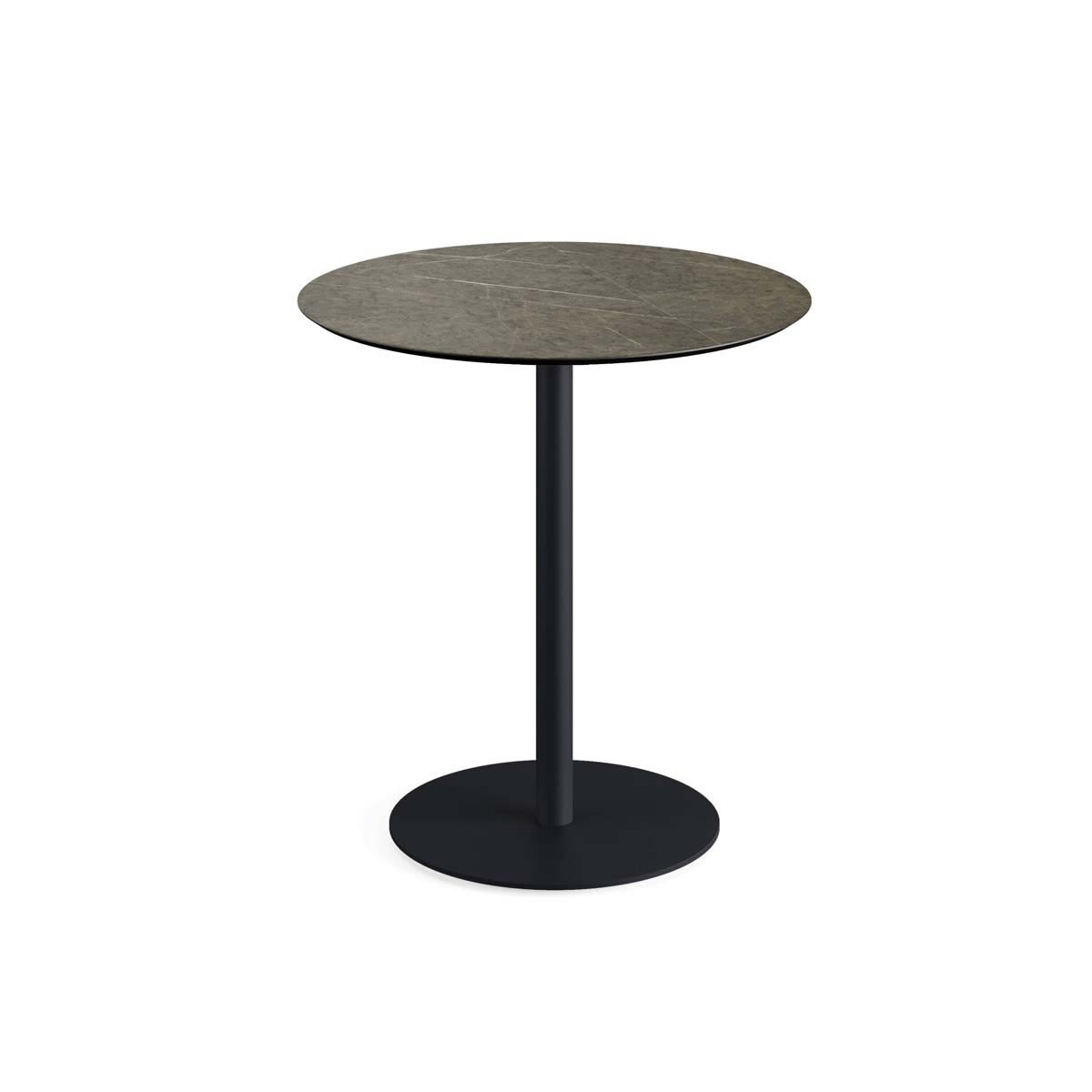 Feros Terrassentisch Urban Schwarz Gestell + HPL rund 73.2x70 cm (HxØ); braun; rund