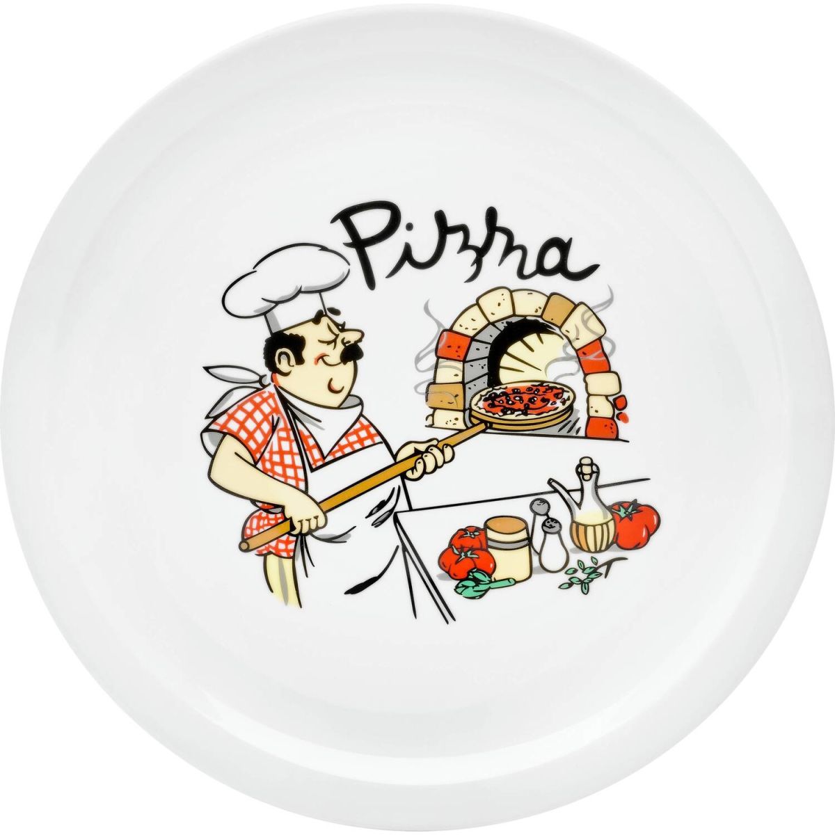 van Well Pizzateller Küchenchef, 30,0 cm, farbig, Porzellan, van Well 30x2 cm (ØxH); weiß/mehrfarbig; rund; 6 Stück / Pack