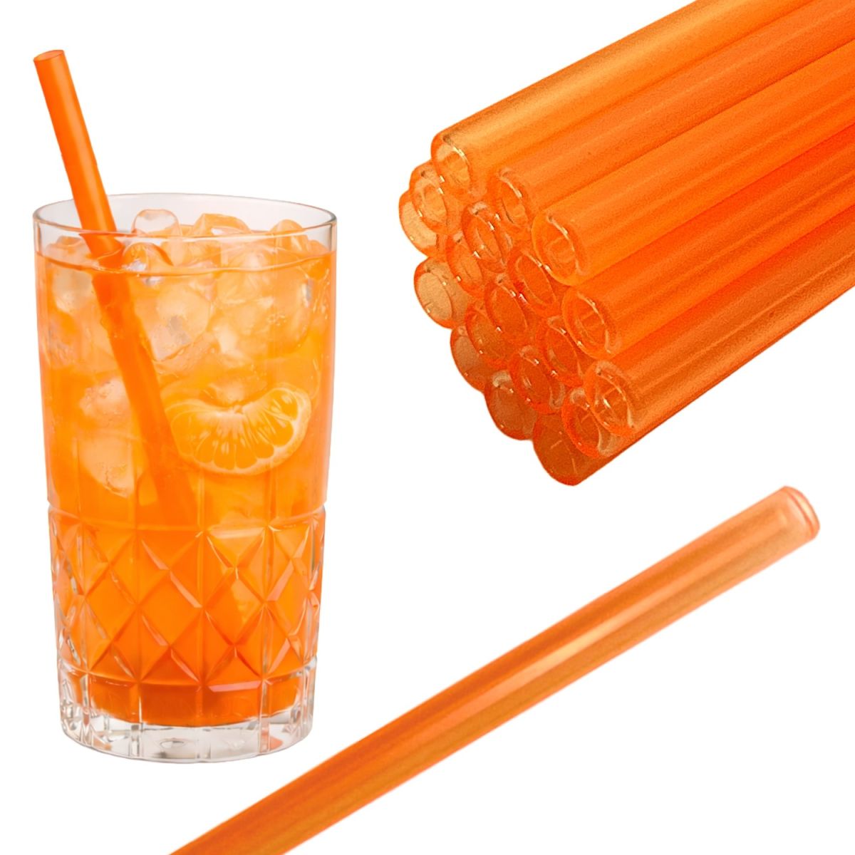Gastro Pionier 50x Glas Trinkhalme farbig 0.8x15 cm (ØxL); orange; 50 Stück / Pack
