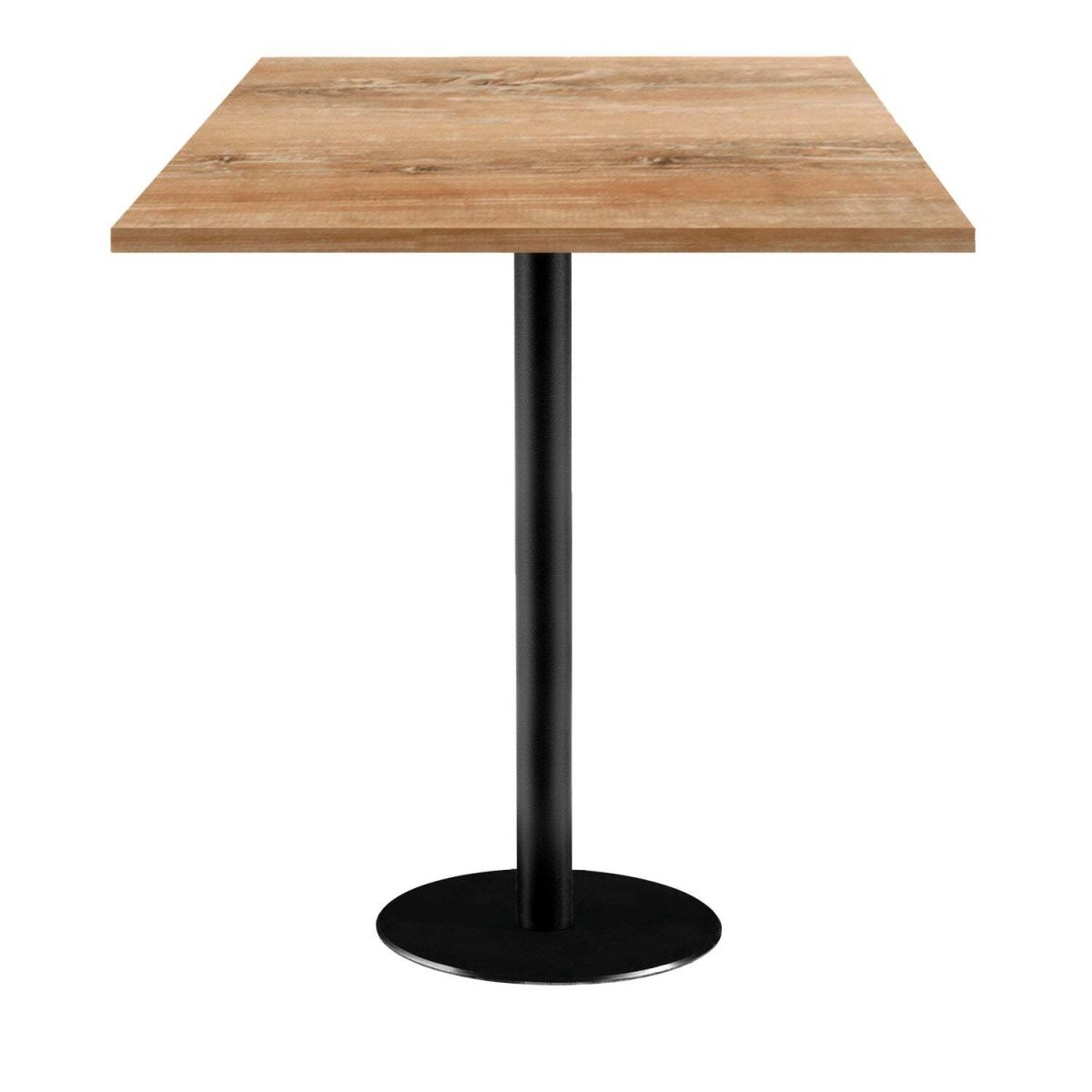 RestooTab Stehtisch Rome quadratisch - Dekor Holz 70x70x113 cm (LxBxH); Platte eiche antik, Gestell schwarz; quadratisch