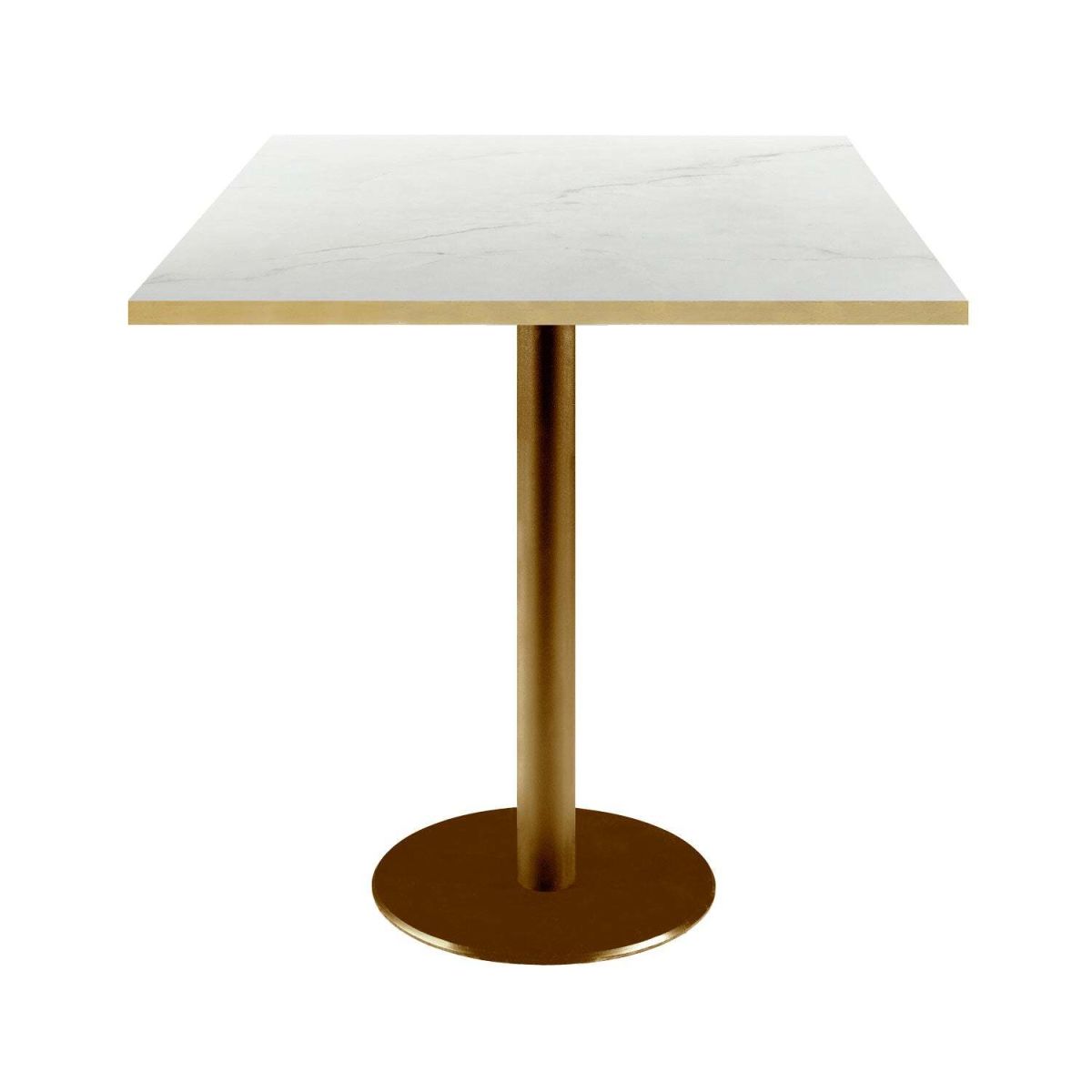 RestooTab Tisch Rome quadratisch Gestell goldmetallic - Kanten messingfarben 70x70x75 cm (LxBxH); Platte weiß/beige/messing, Gestell messing; quadratisch
