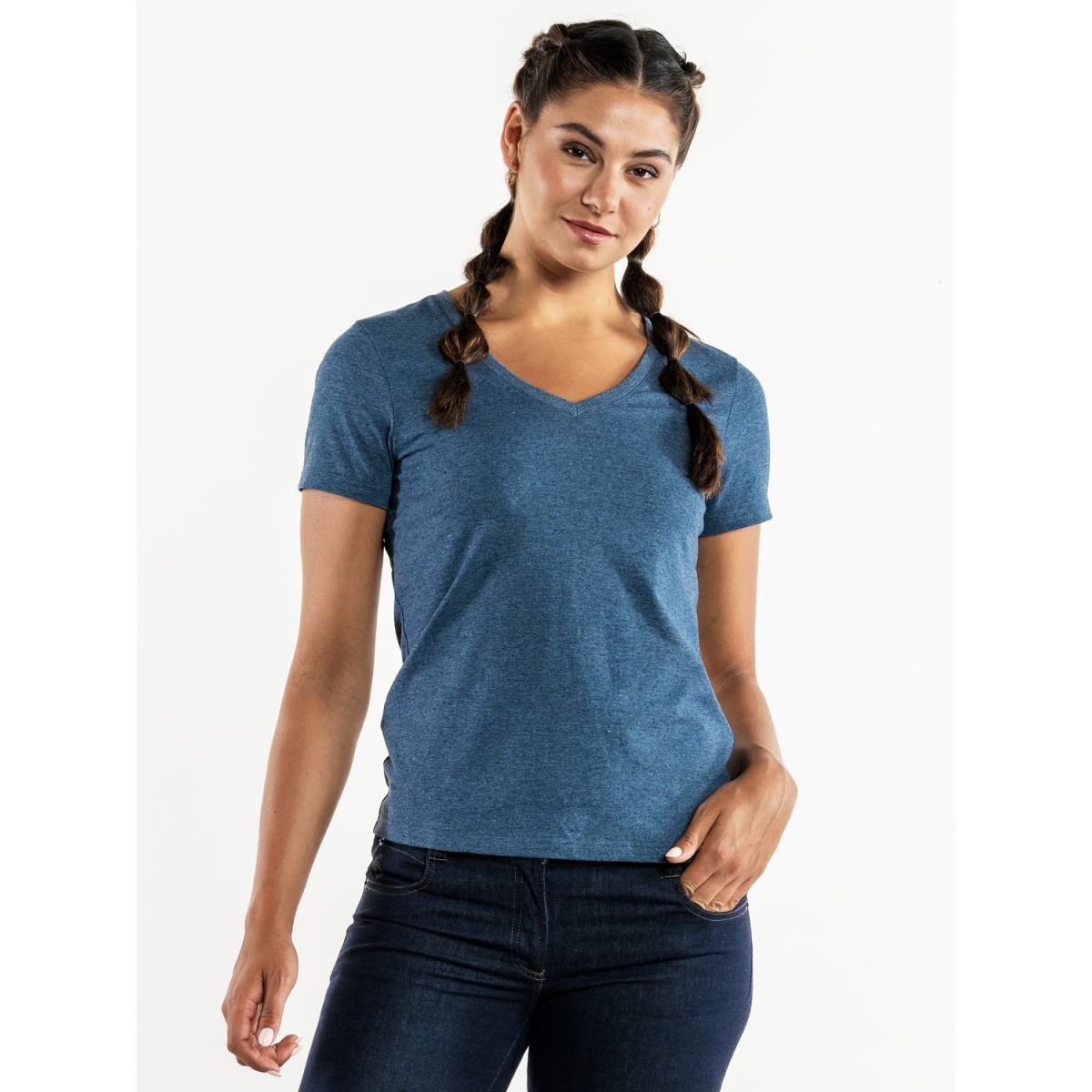 Chaud Devant T–shirt Lady Tierra Blue Melee Kleidergröße L; blau meliert
