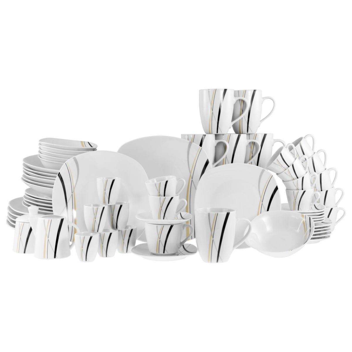 CreaTable Square City Line - Kombiservice 62-tlg weiß