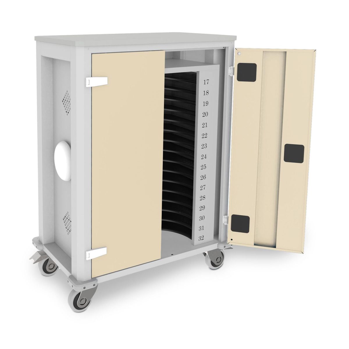 rotstahl Tabletwagen Power für 32 Tablets mit lichtgrauem Korpus + Access Point 73x44x105 cm (BxTxH); elfenbein
