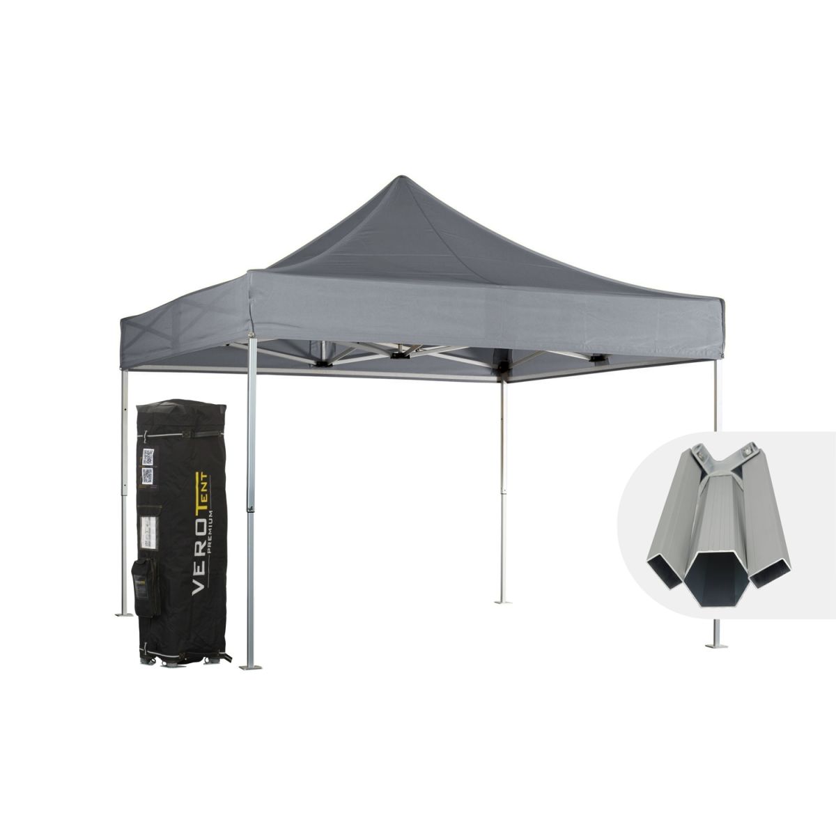 VeroTENT VeroTENT Faltpavillon 4x4m Budget50 mit Dach 400x400x400 cm (LxBxH); grau