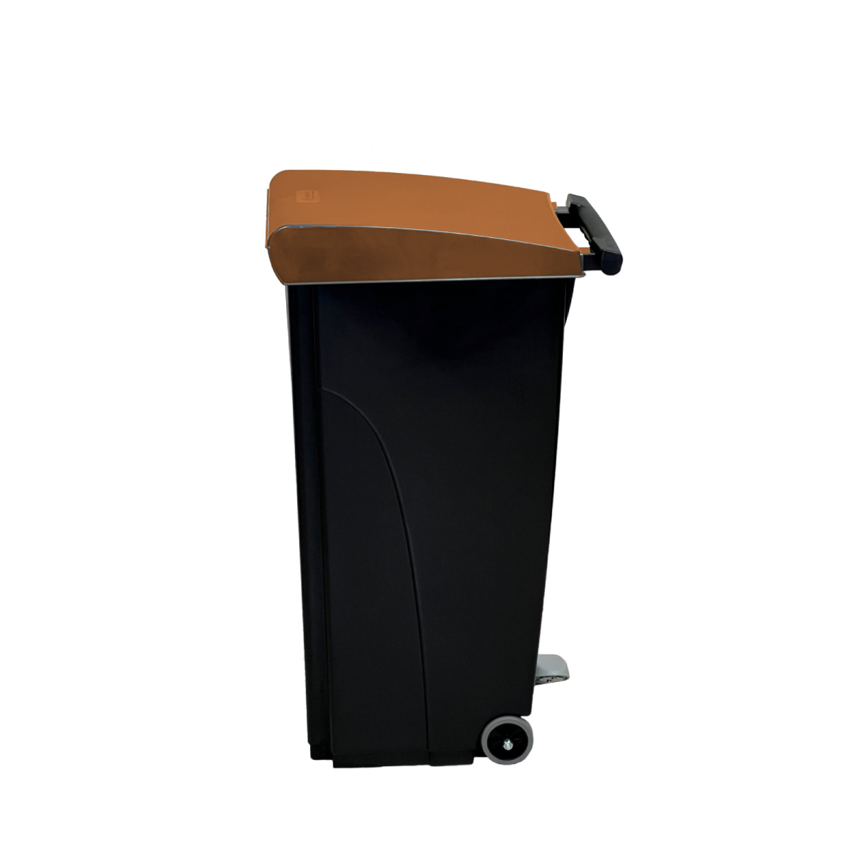 QUATRO Platzsparender Abfalleimer mit Pedal 70 l, 43x81x32 cm (BxHxT); schwarz/braun; rechteckig