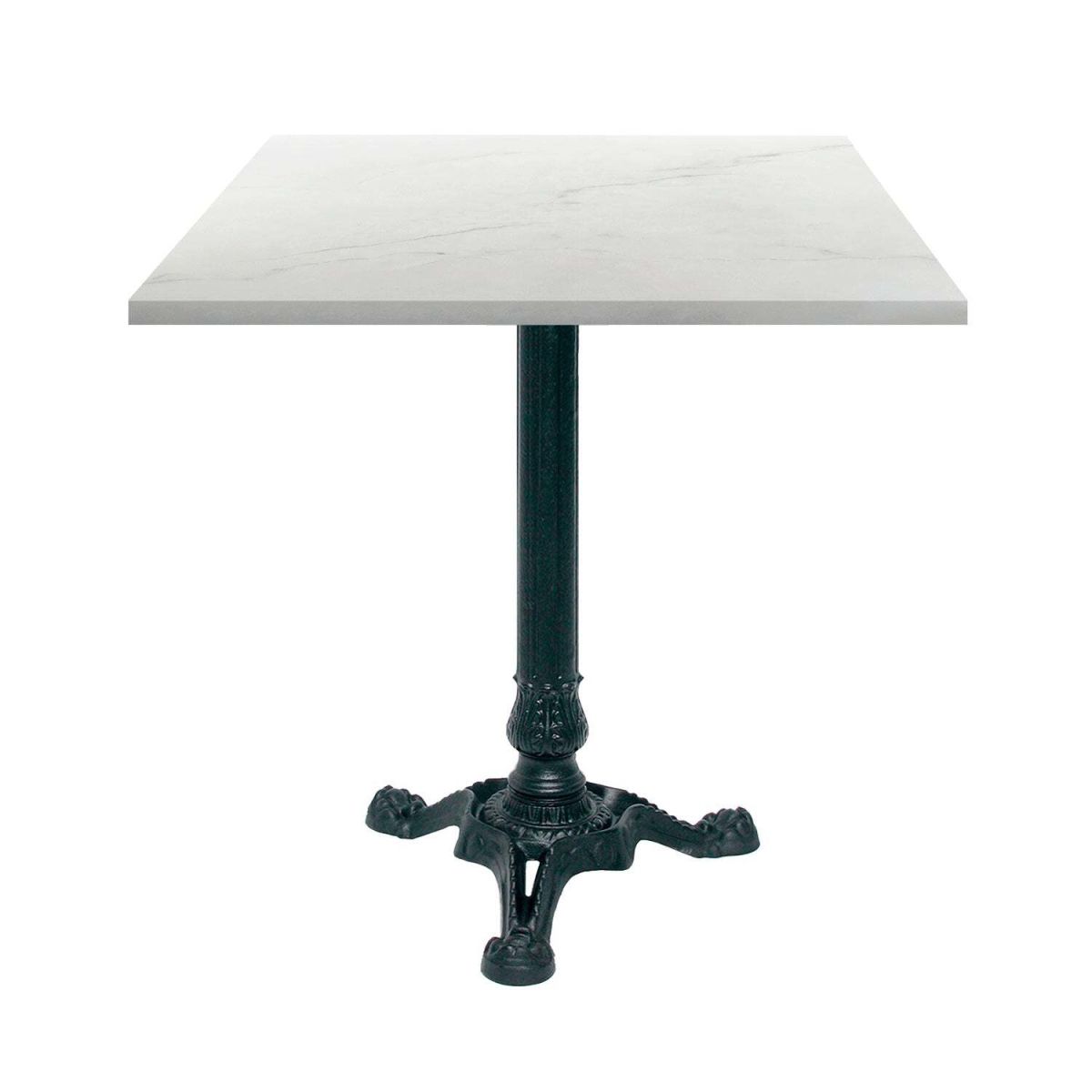 RestooTab Tisch Bistrot quadratisch - Dekor Stein & Holz 70x70x75 cm (LxBxH); weiß/beige/marmoriert; Gestell schwarz; quadratisch