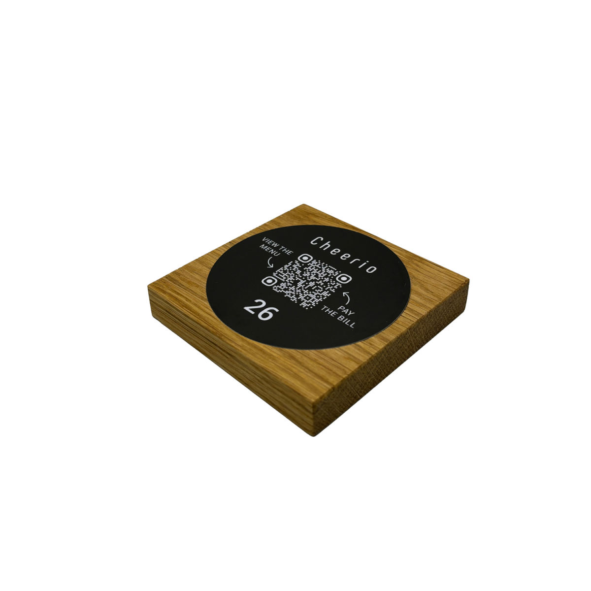 PRODUCTMATE Tischaufsteller liegend gerade mit QR-Code Aufkleber matt 11x11 cm (BxH); eiche; 25 Stück / Pack