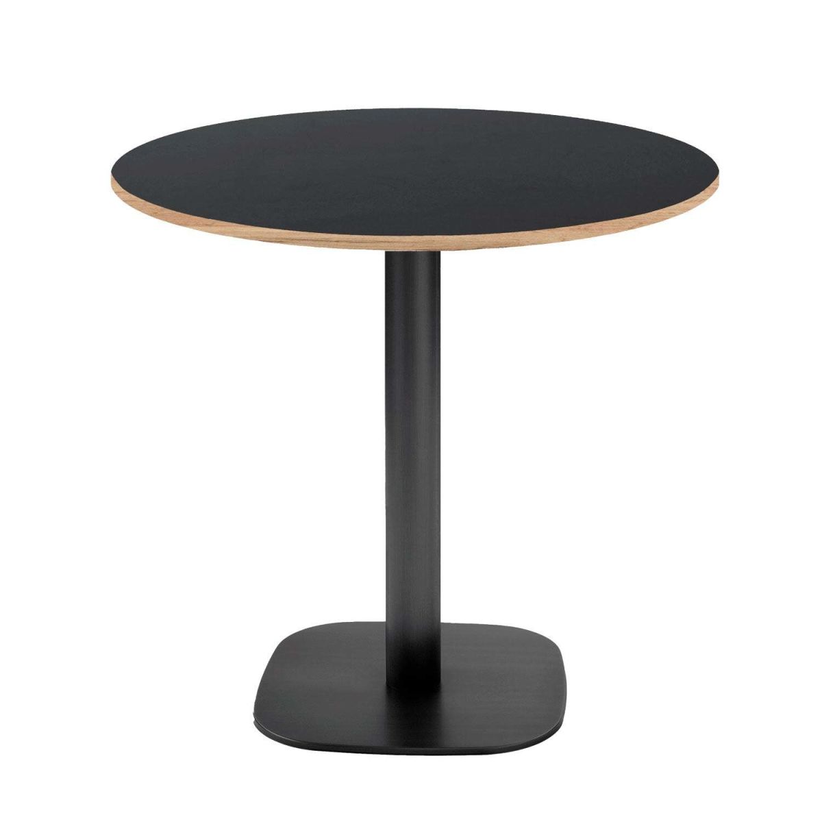RestooTab Tisch Round rund - Kanten messingfarben 75x70 cm (HxØ); Platte schwarz, Gestell schwarz; rund
